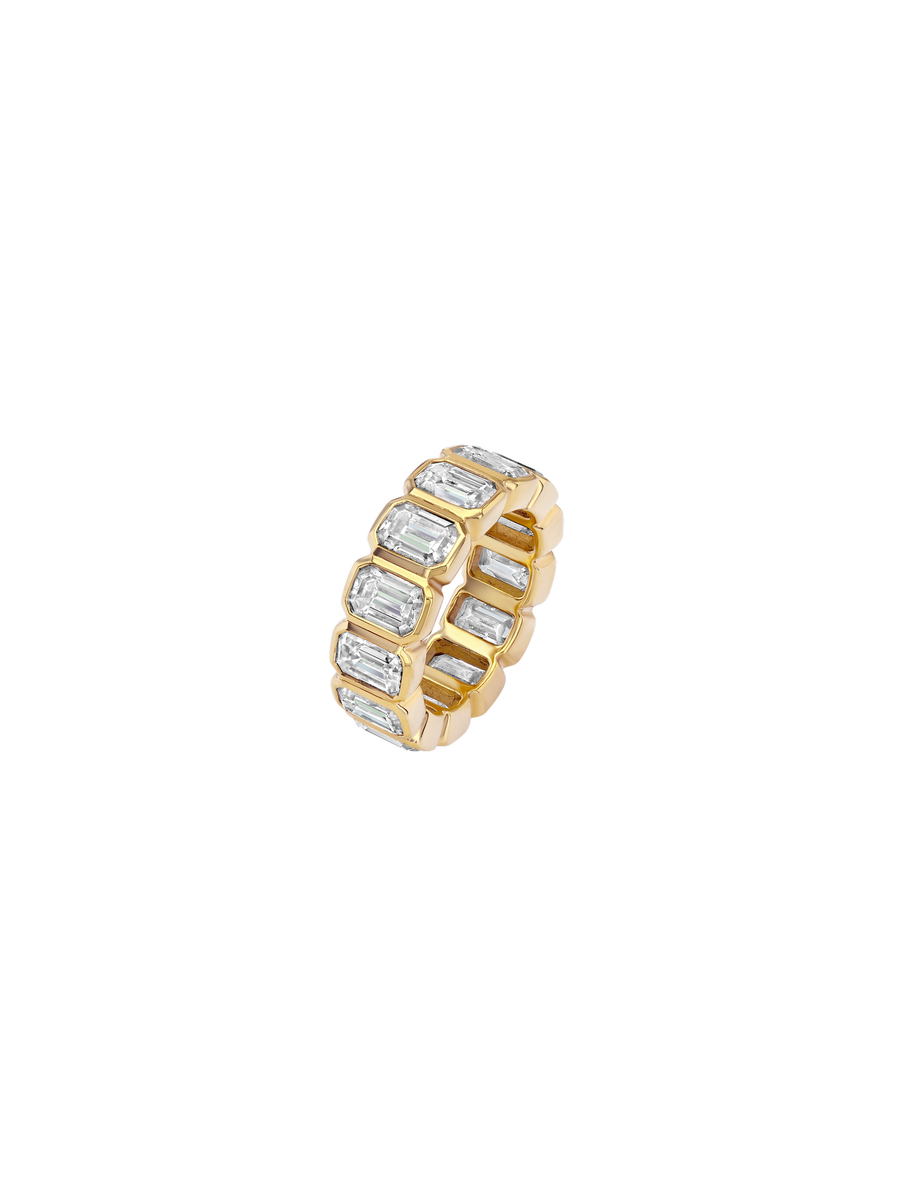 EMERALD-CUT BEZEL ETERNITY BAND IN MOISSANITE, GOLD VERMEIL