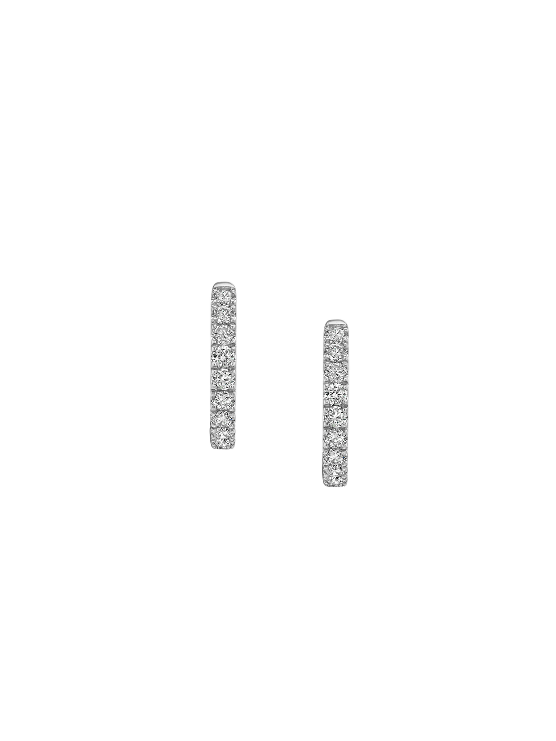 14K PAVÉ HUGGIE EARRING IN LAB DIAMOND, 14K WHITE GOLD (NC VERSION)