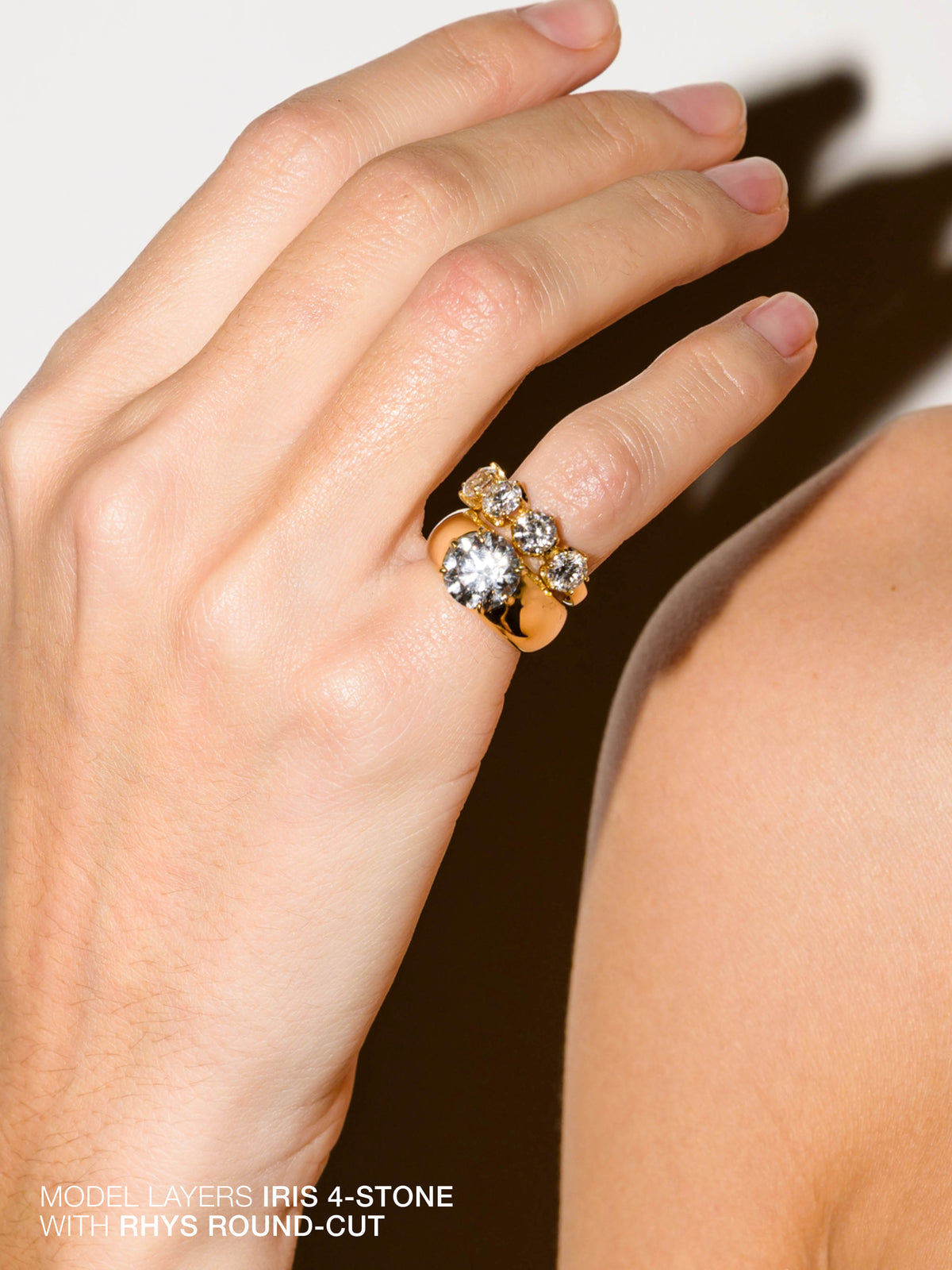 14K IRIS 4-STONE PINKY RING IN LAB DIAMOND