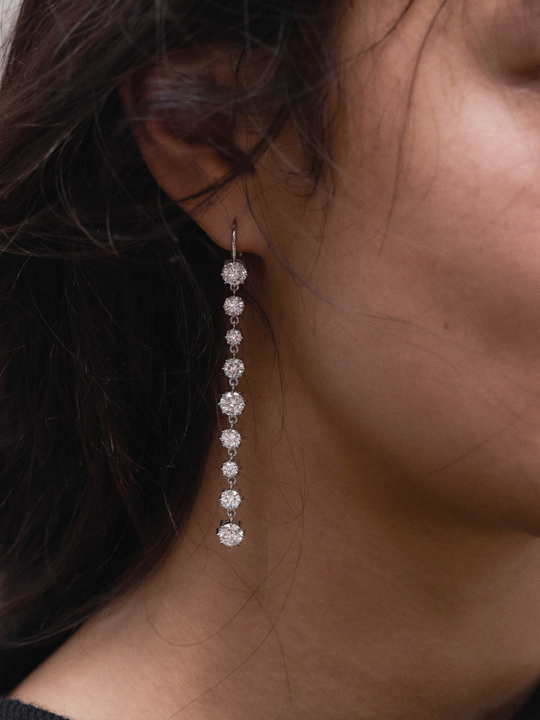 14K JOSEPHINE RIVIÈRE DROP EARRINGS IN LAB DIAMOND, 14K WHITE GOLD