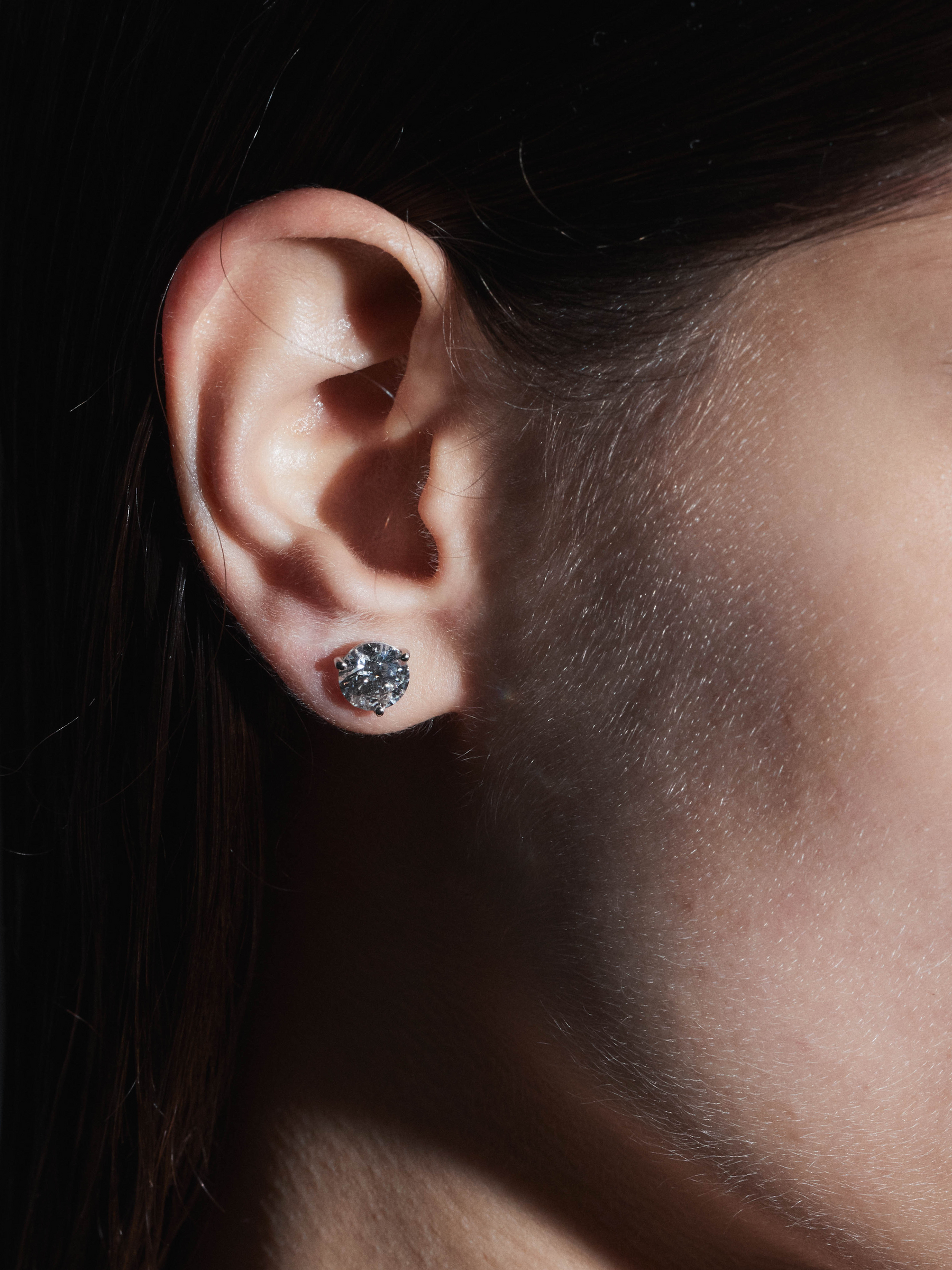 14K OVERSIZED MARTINI STUD EARRINGS IN LAB DIAMOND, 14K WHITE GOLD