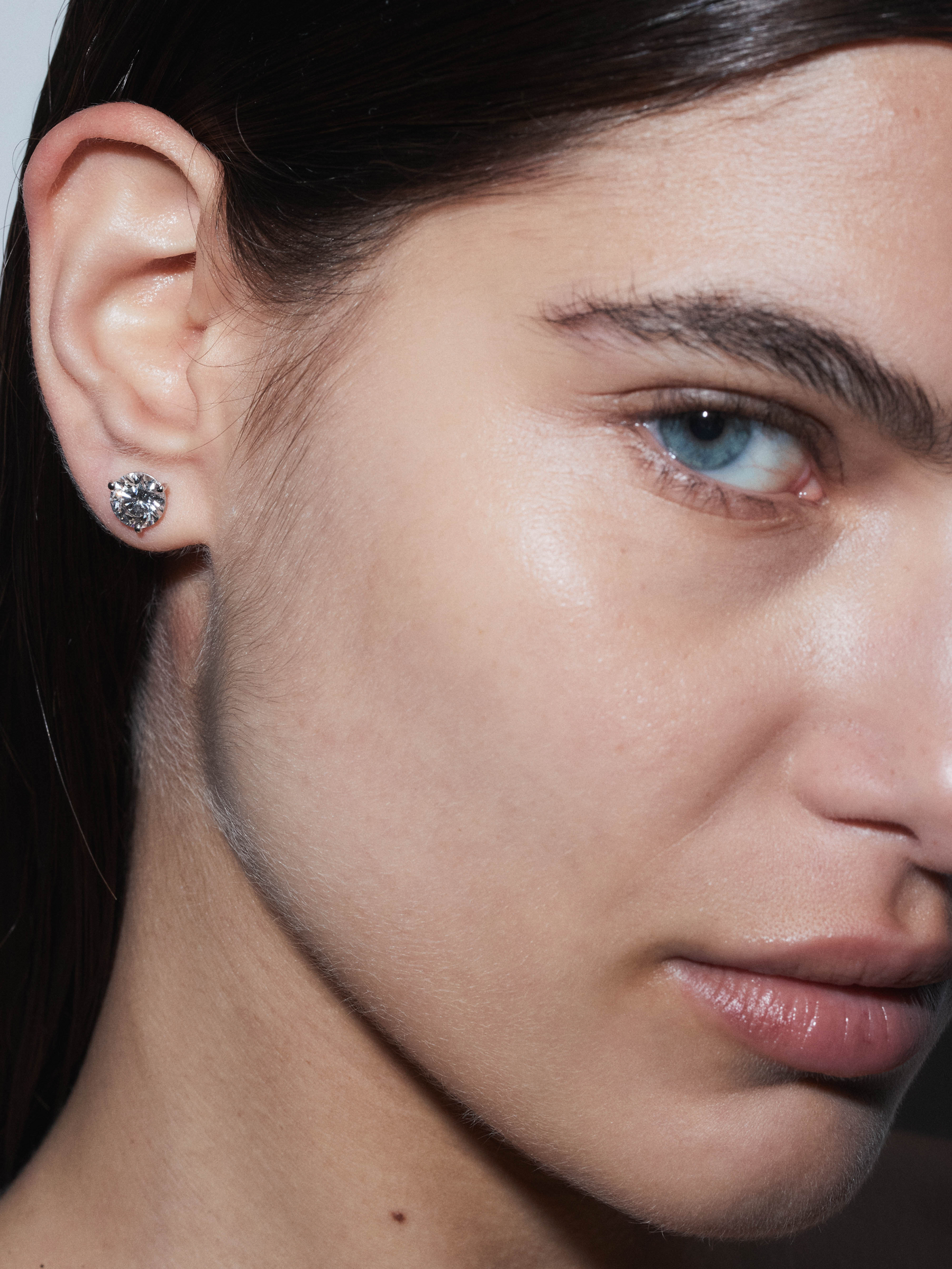 14K OVERSIZED MARTINI STUD EARRINGS IN LAB DIAMOND, 14K WHITE GOLD
