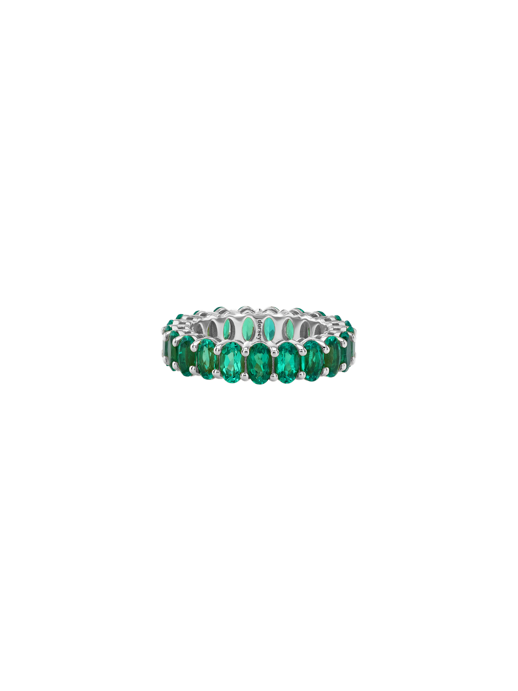 14K OVAL-CUT ETERNITY BAND IN DEEP LAB EMERALD, 14K WHITE GOLD