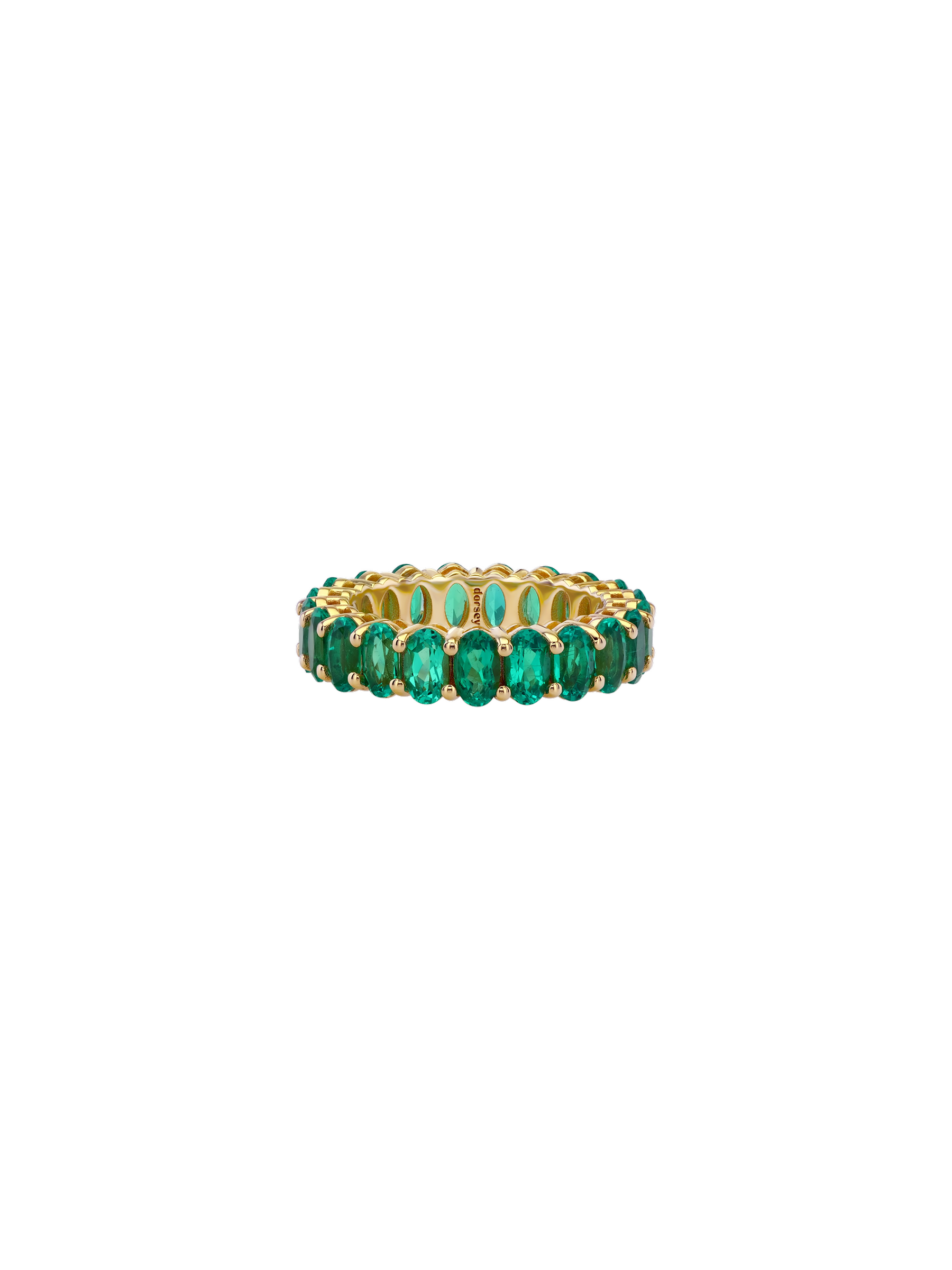 14K OVAL-CUT ETERNITY BAND IN DEEP LAB EMERALD, 14K YELLOW GOLD