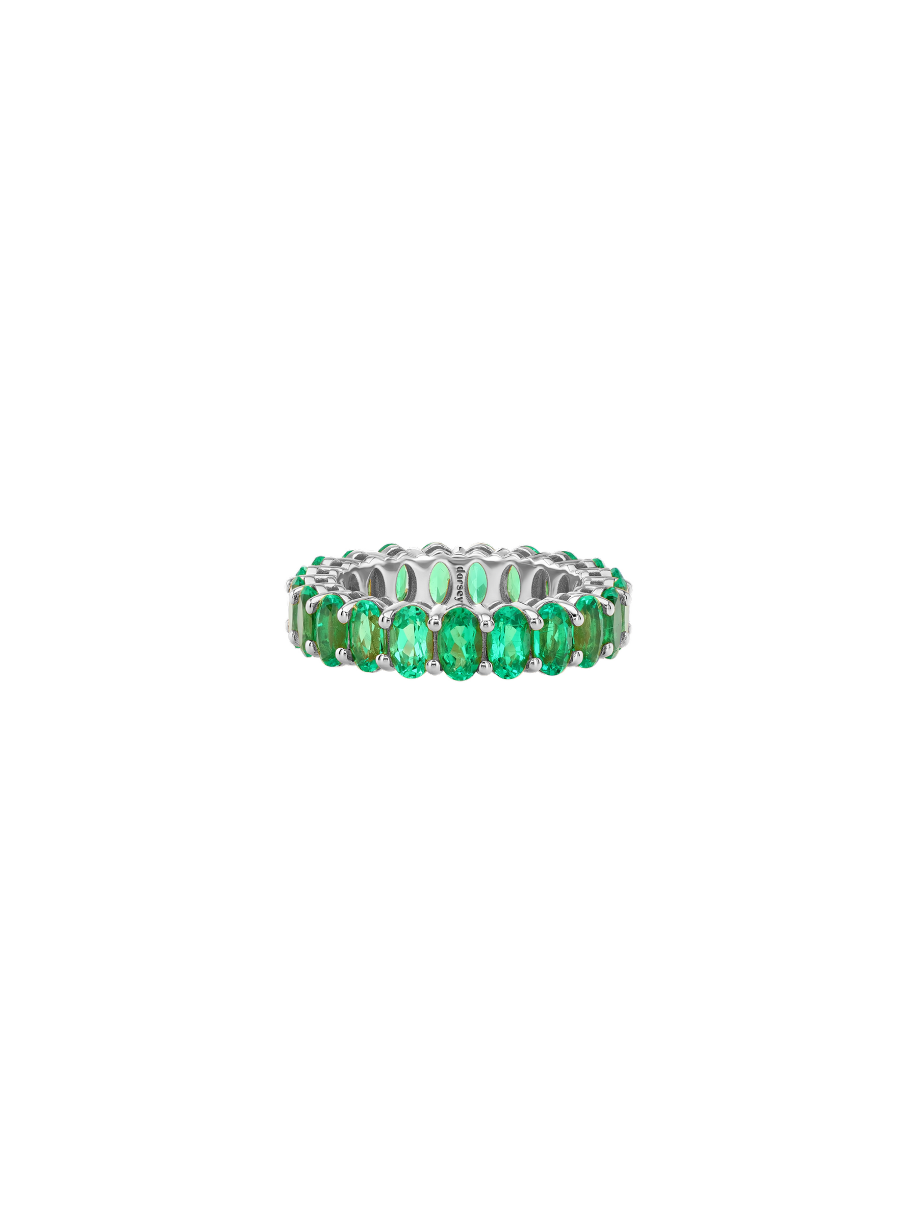 14K OVAL-CUT ETERNITY BAND IN LAB EMERALD, 14K WHITE GOLD