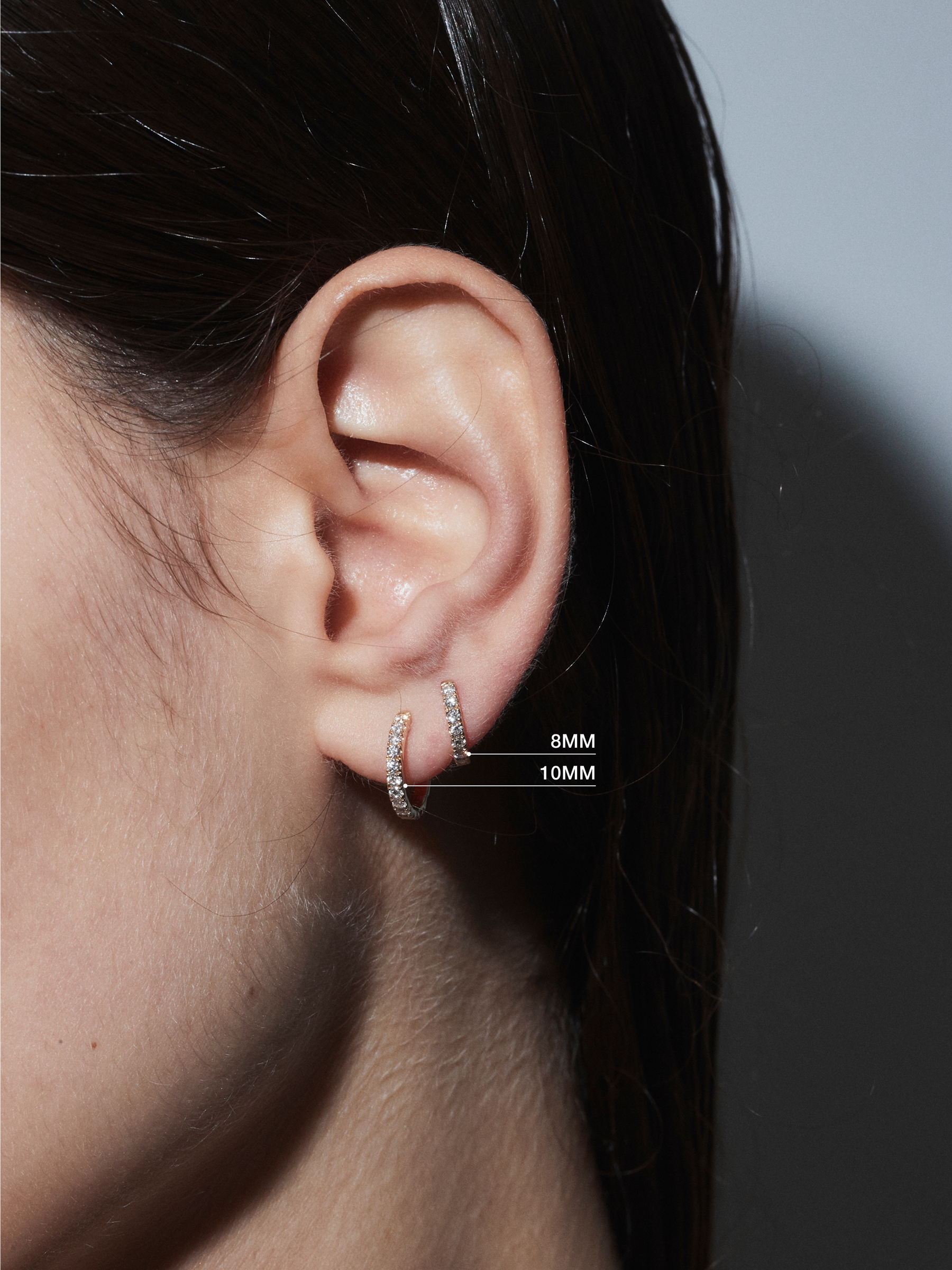 14K PAVÉ HUGGIE EARRING IN LAB DIAMOND, 14K WHITE GOLD