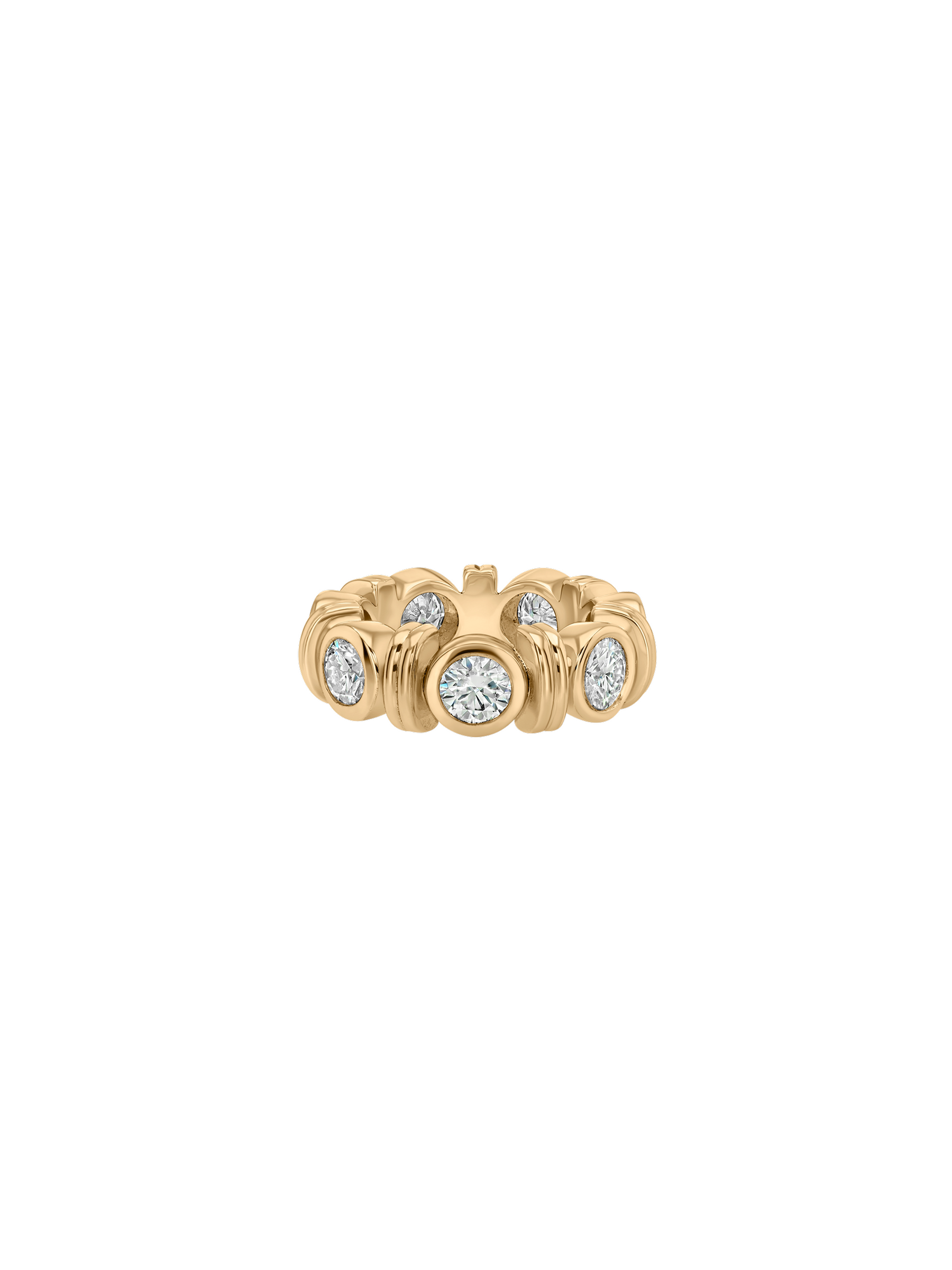 RHEN ROUND-CUT RING MOISSANITE, GOLD VERMEIL