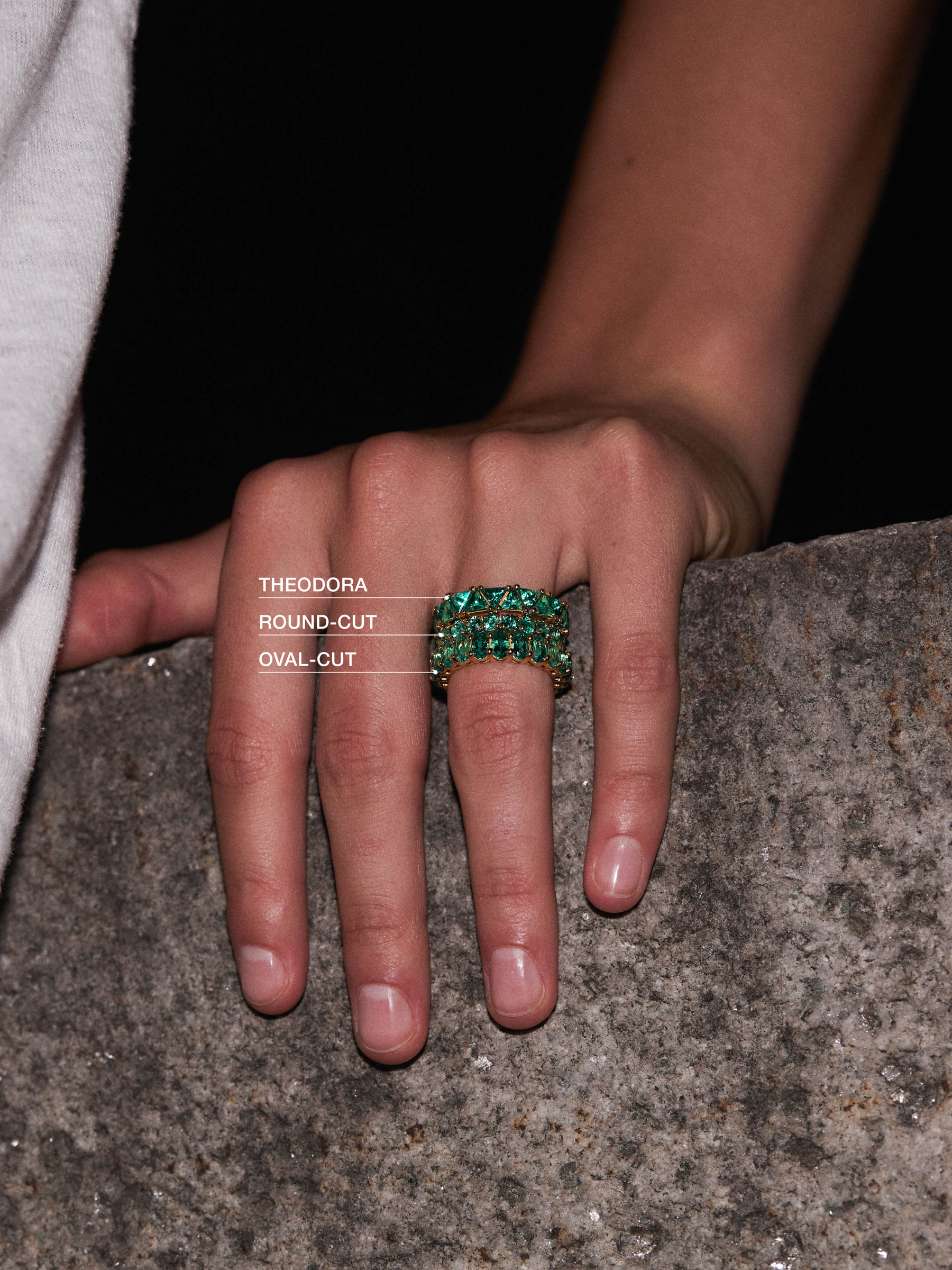 OVAL-CUT ETERNITY BAND IN LAB EMERALD, GOLD VERMEIL