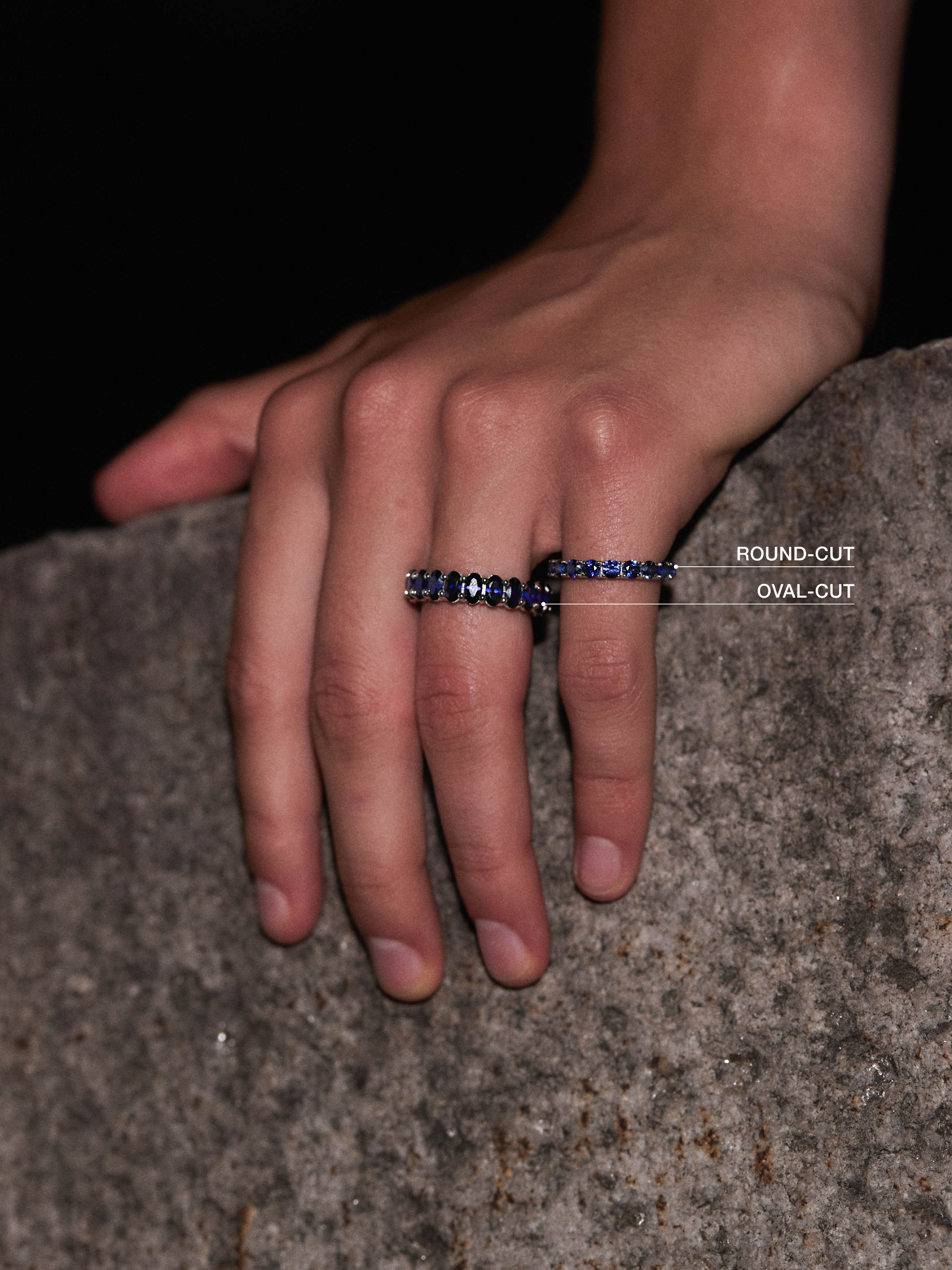 OVAL-CUT ETERNITY BAND IN LAB BLUE SAPPHIRE, STERLING SILVER