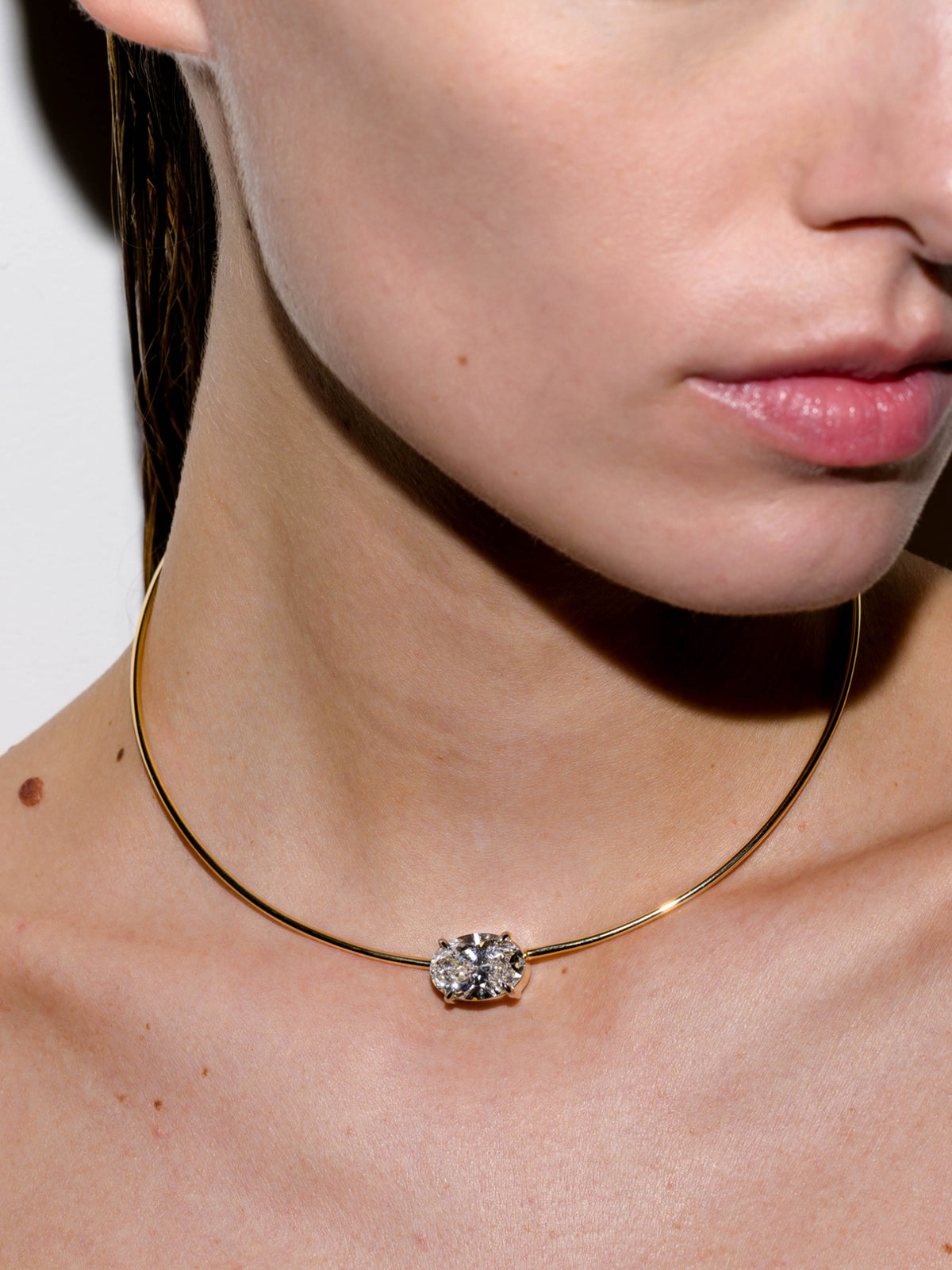 14K ROWE OVAL-CUT COLLAR IN 7 CTS LAB DIAMOND