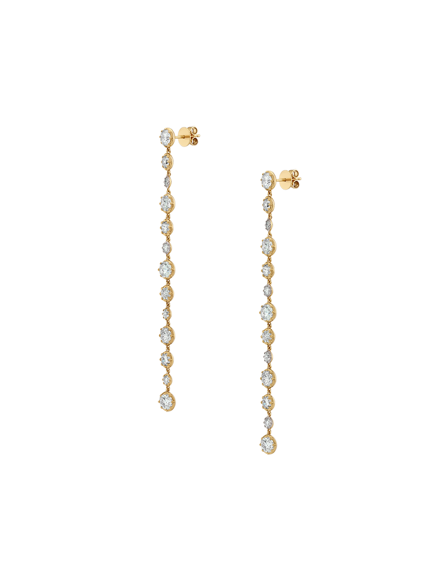 14K SYLVIE 13-STONE RIVIÈRE EARRINGS IN LAB DIAMOND, 14K YELLOW GOLD