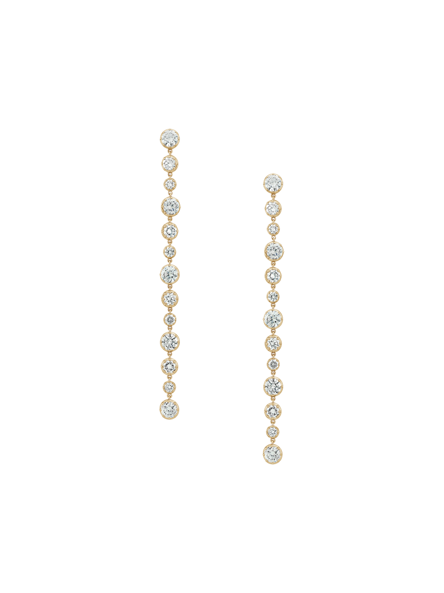 14K SYLVIE 13-STONE RIVIÈRE EARRINGS IN LAB DIAMOND, 14K YELLOW GOLD