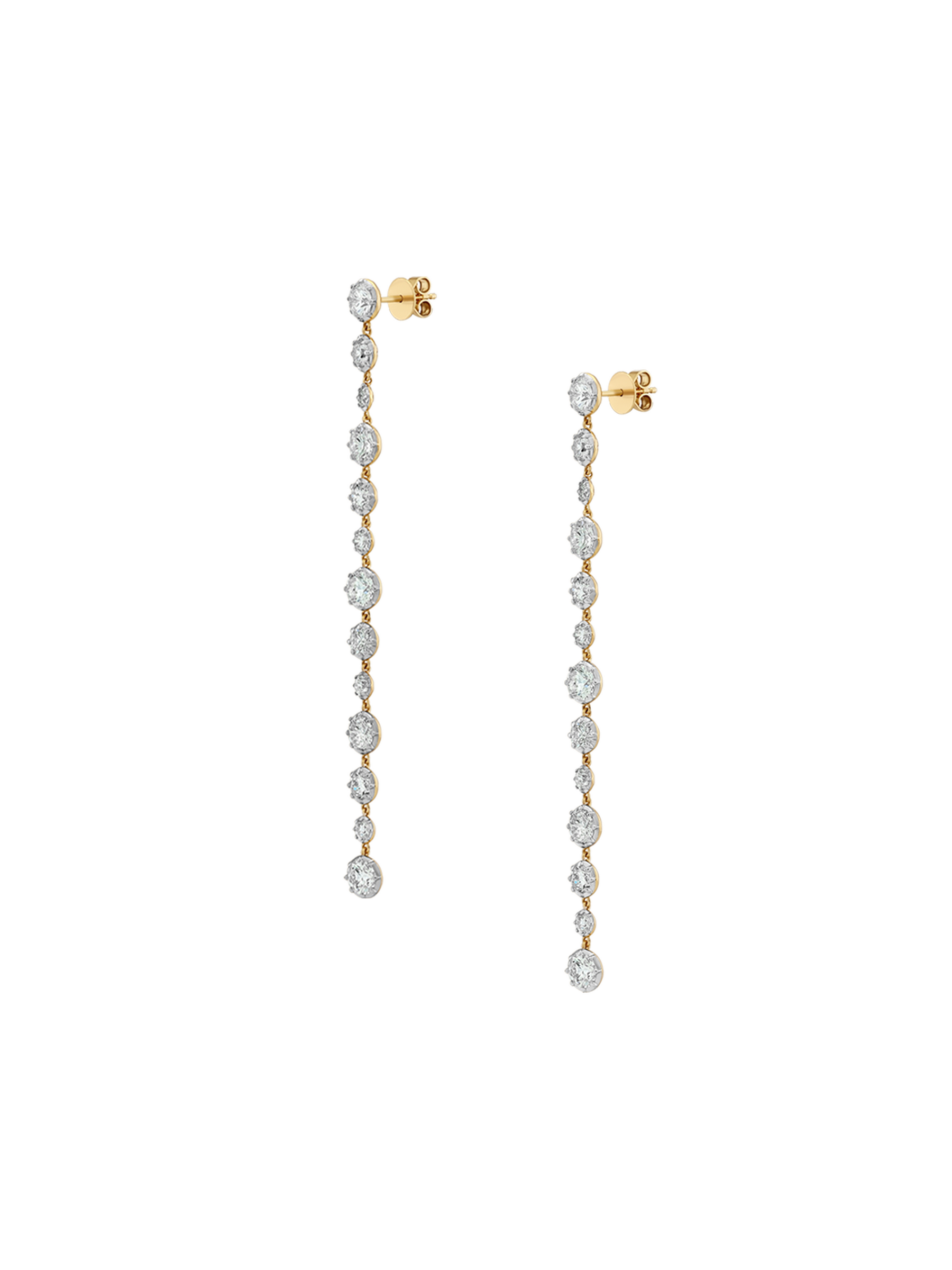 14K LONG SYLVIE RIVIÈRE DROP EARRINGS IN LAB DIAMOND, 14K YELLOW GOLD WITH WHITE RHODIUM