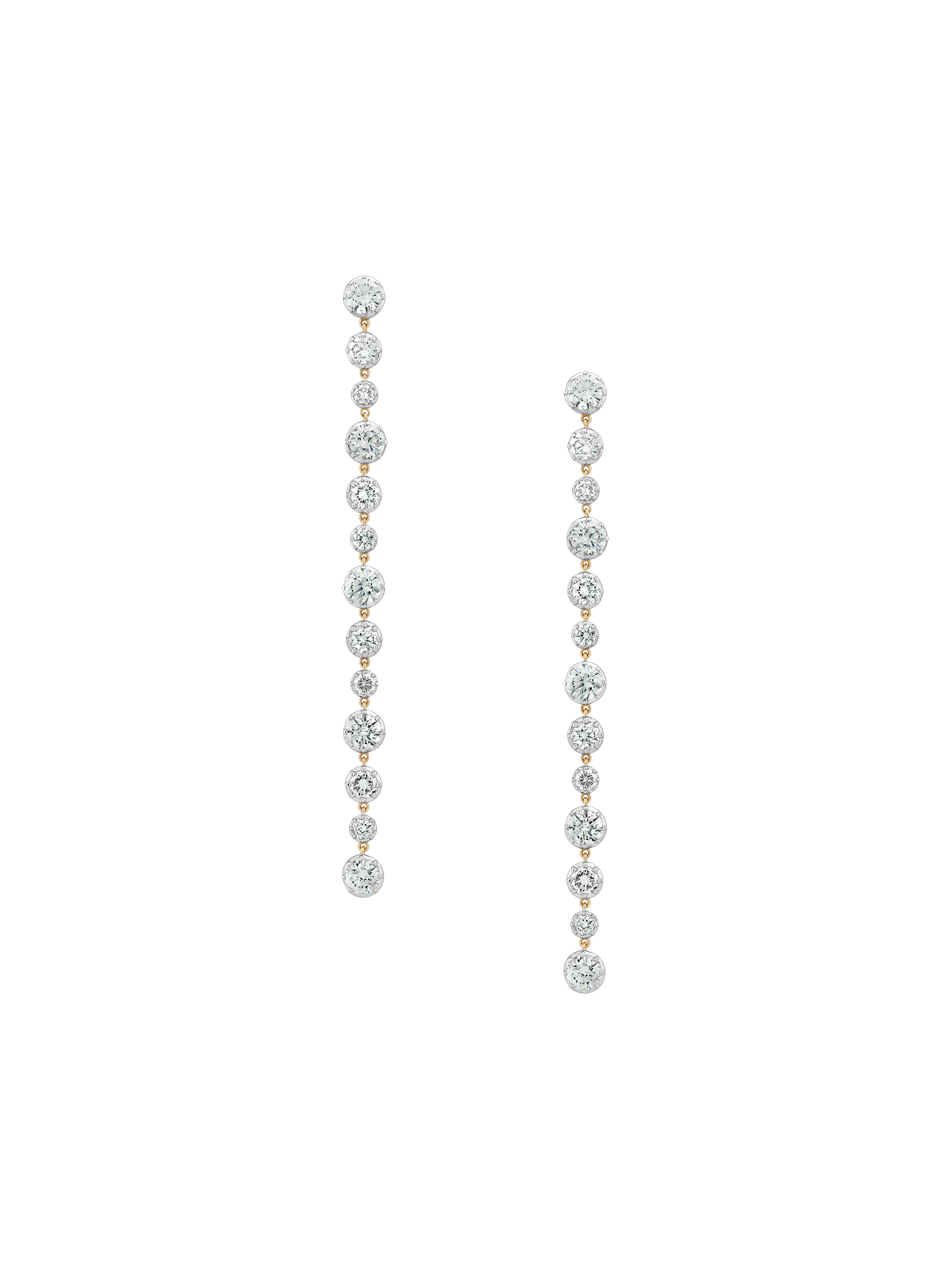 14K LONG SYLVIE RIVIÈRE EARRINGS IN LAB DIAMOND, 14K YELLOW GOLD WITH WHITE RHODIUM BEZEL