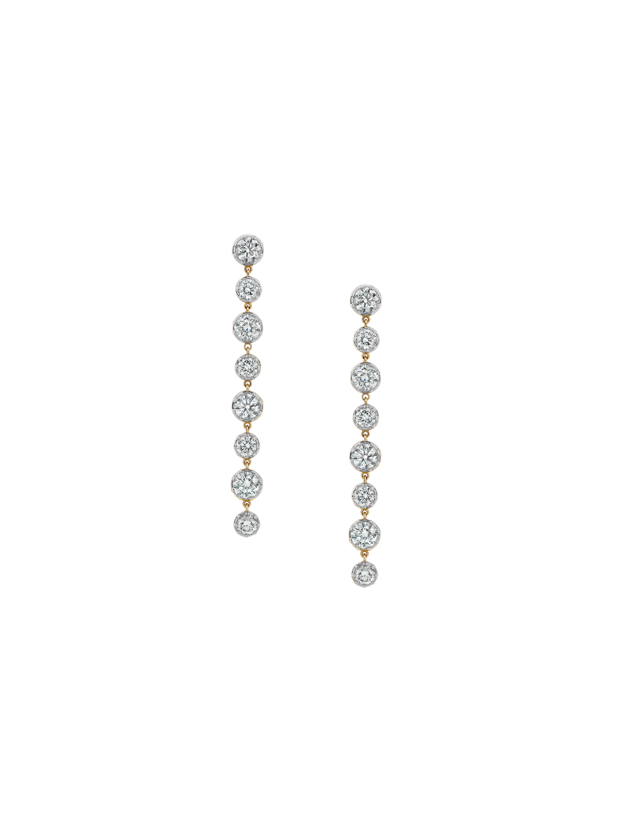 14K SHORT SYLVIE RIVIÈRE EARRINGS IN LAB DIAMOND, 14K YELLOW GOLD WITH WHITE RHODIUM BEZEL