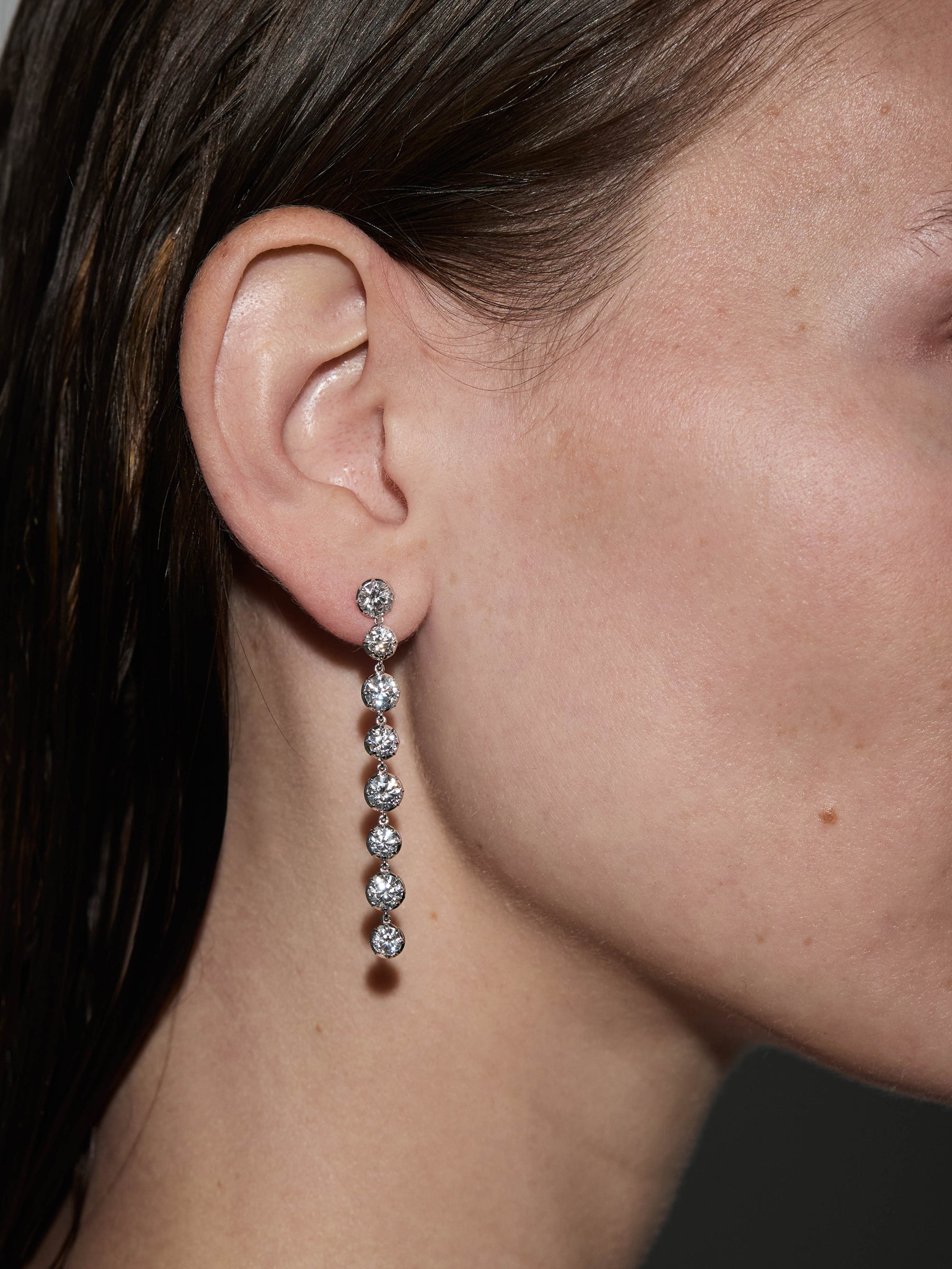 SHORT SYLVIE RIVIÈRE DROP EARRINGS IN MOISSANITE, STERLING SILVER