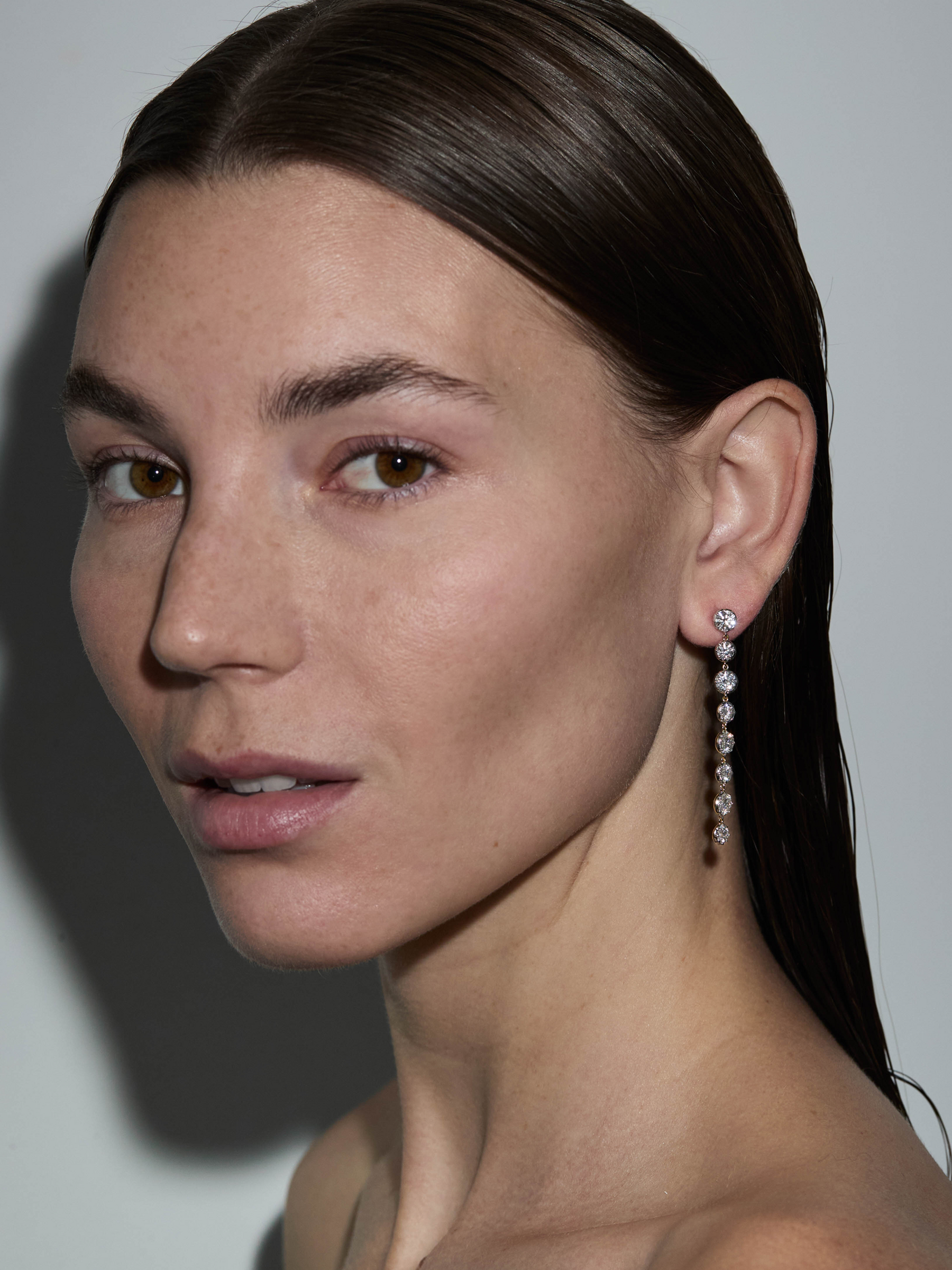 SHORT SYLVIE RIVIÈRE DROP EARRINGS IN MOISSANITE, STERLING SILVER