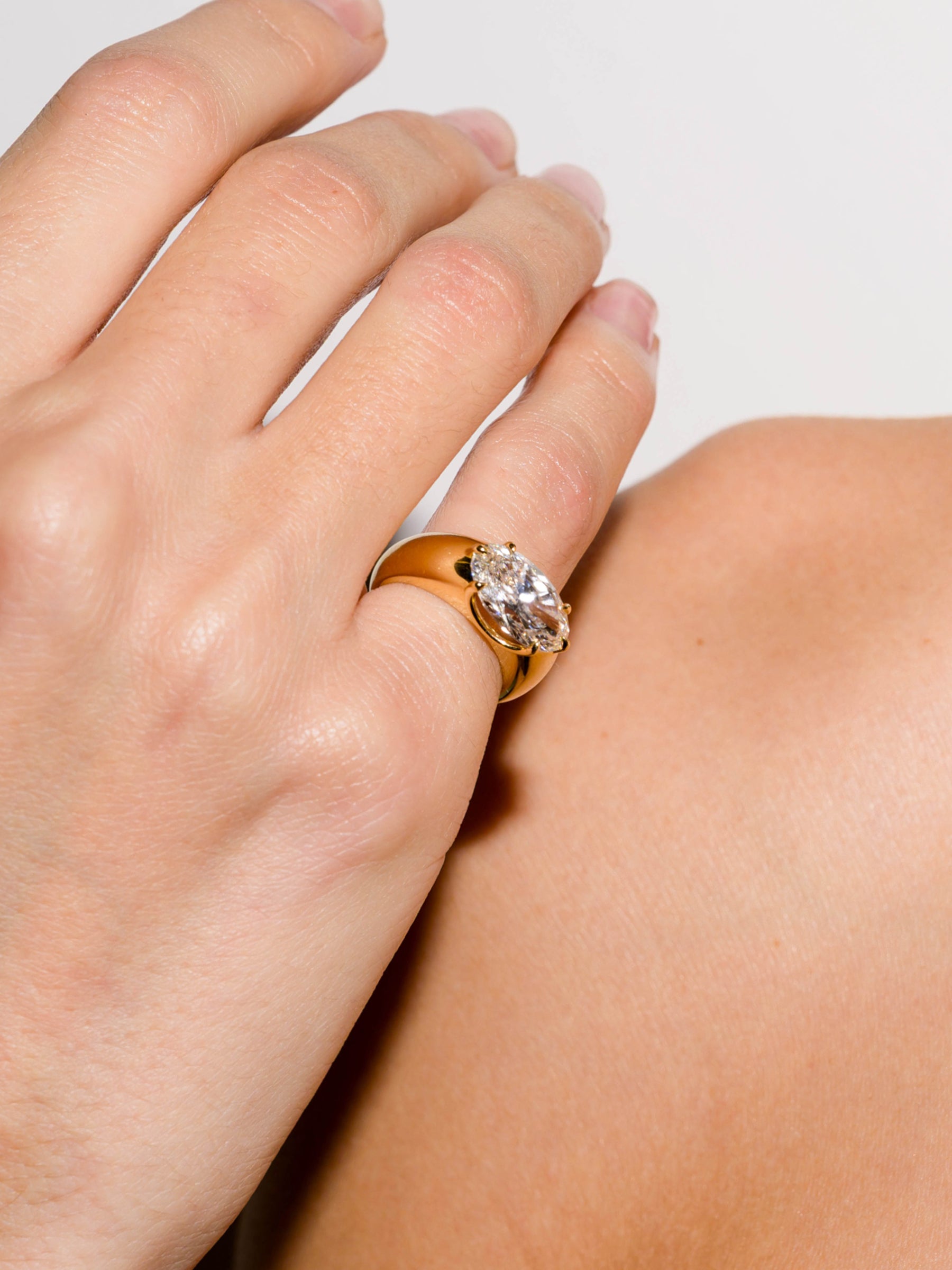 14K RHYS OVAL-CUT PINKY RING IN LAB DIAMOND