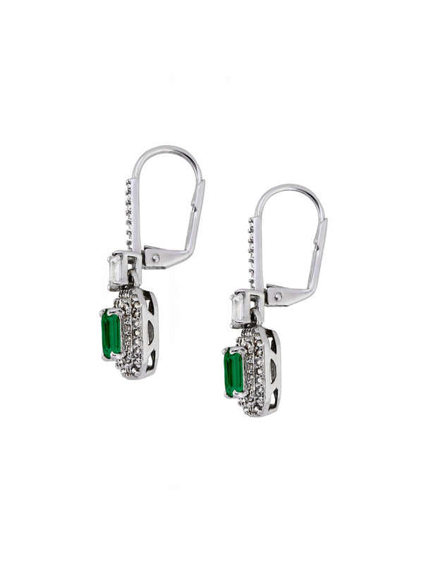 VALLETTA, EMERALD CUT NANO CRYSTAL EMERALD DROP EARRINGS