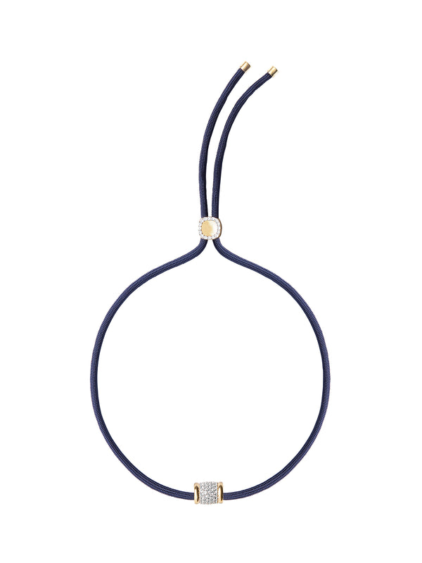 YVES LAB WHITE SAPPHIRE PARACORD NECKLACE, MARINE AND GOLD