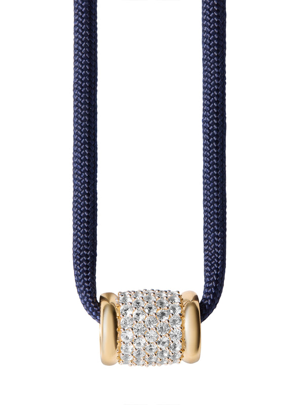 YVES LAB WHITE SAPPHIRE PARACORD NECKLACE, MARINE AND GOLD
