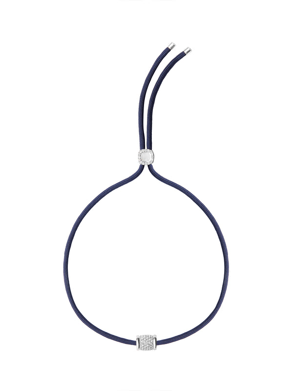 YVES LAB WHITE SAPPHIRE PARACORD NECKLACE, MARINE AND SILVER