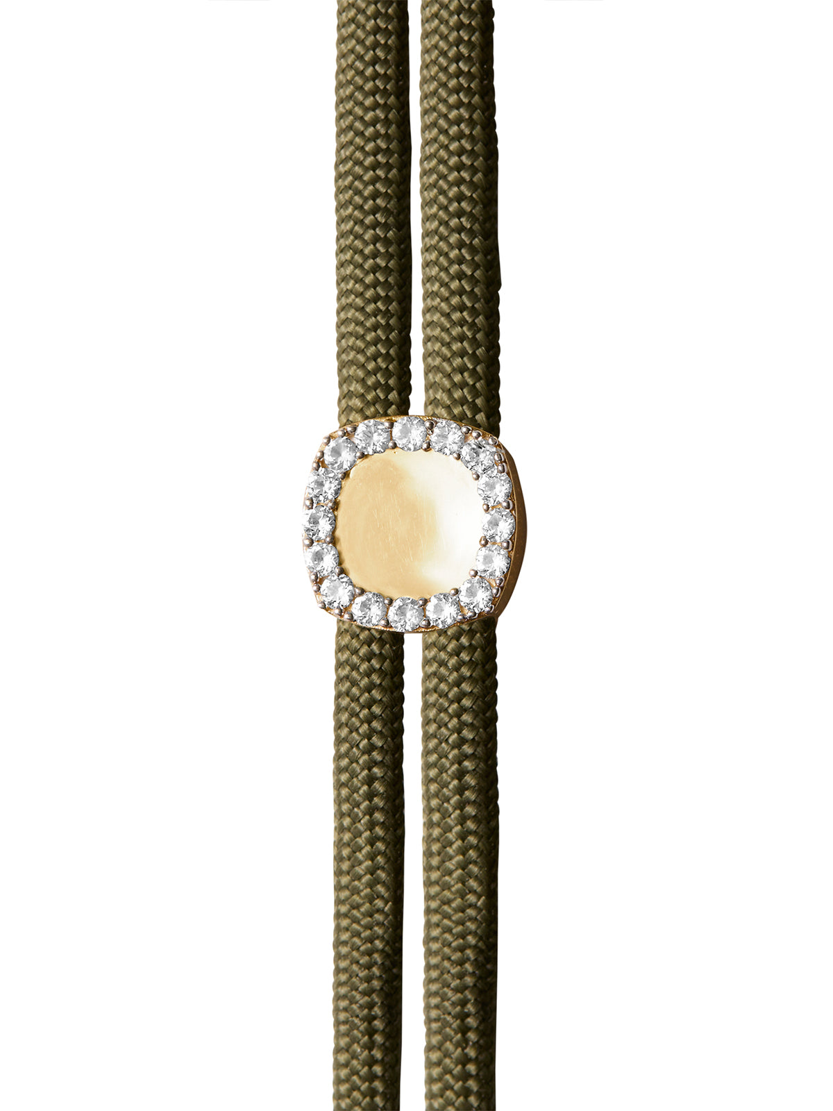 YVES LAB WHITE SAPPHIRE PARACORD NECKLACE, OLIVE