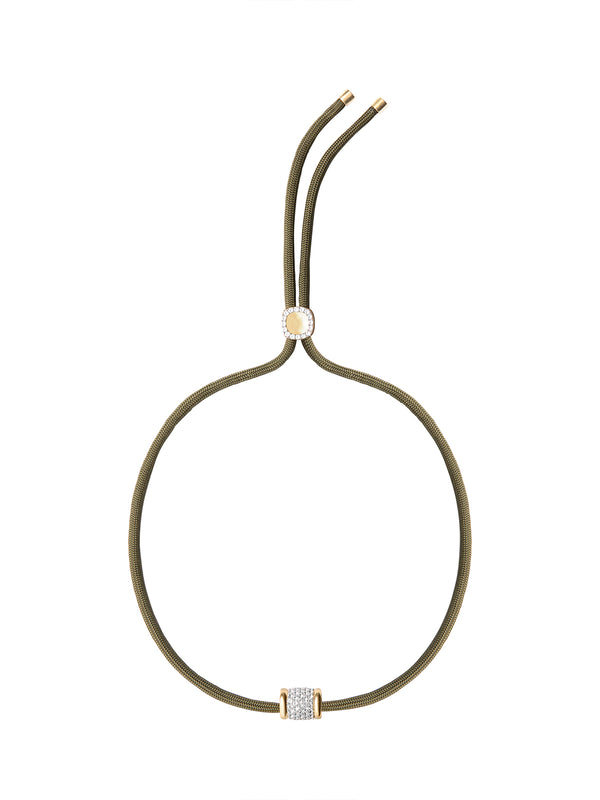 YVES LAB WHITE SAPPHIRE PARACORD NECKLACE, OLIVE