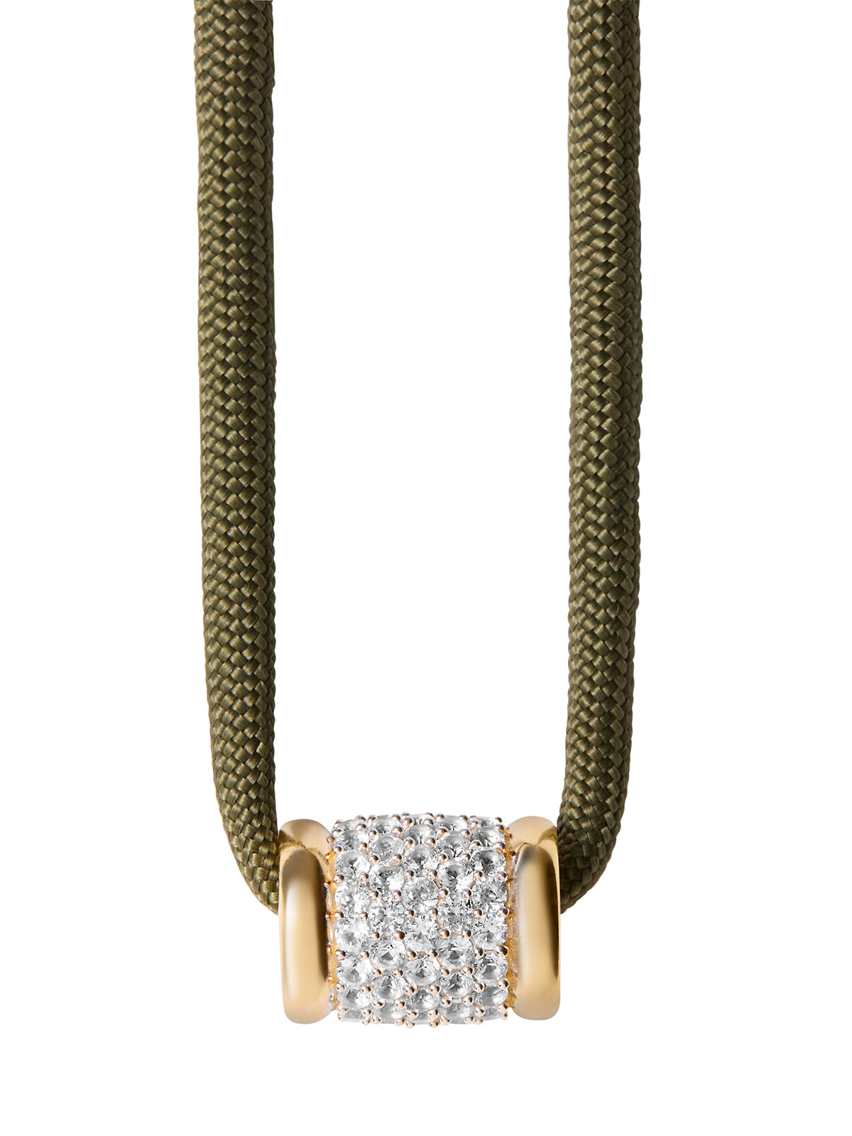 YVES LAB WHITE SAPPHIRE PARACORD NECKLACE, OLIVE