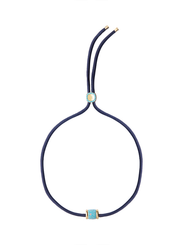 YVES NANO TURQUOISE AND LAB DIAMOND PARACORD NECKLACE, MARINE