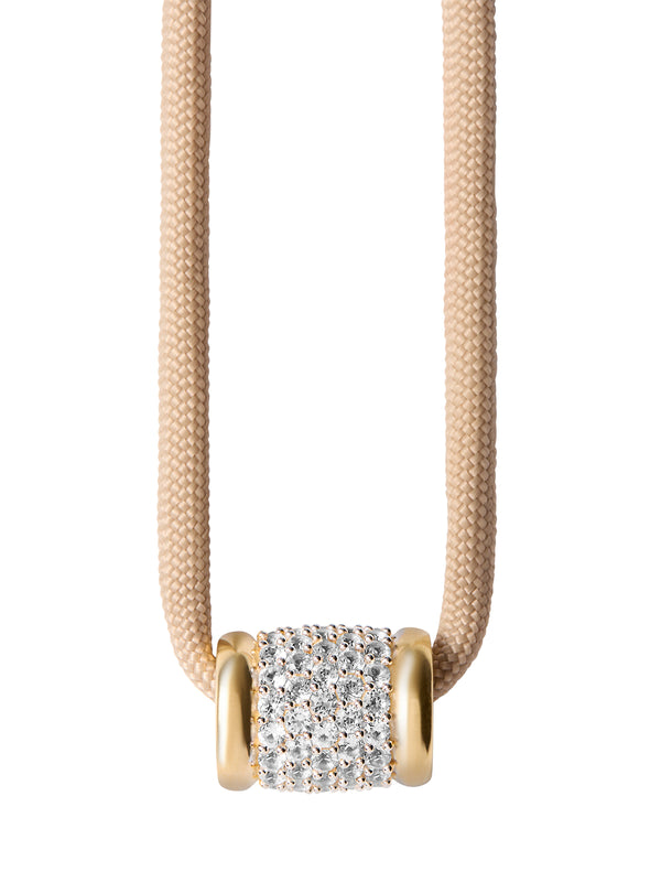YVES LAB WHITE SAPPHIRE PARACORD NECKLACE, BEIGE