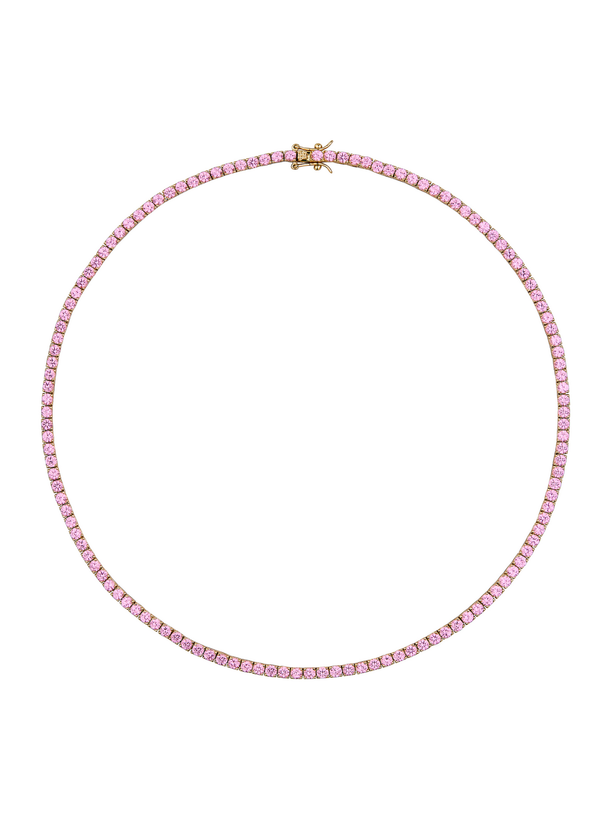 MOSS ROUND CUT, LAB LIGHT PINK SAPPHIRE RIVIÈRE NECKLACE