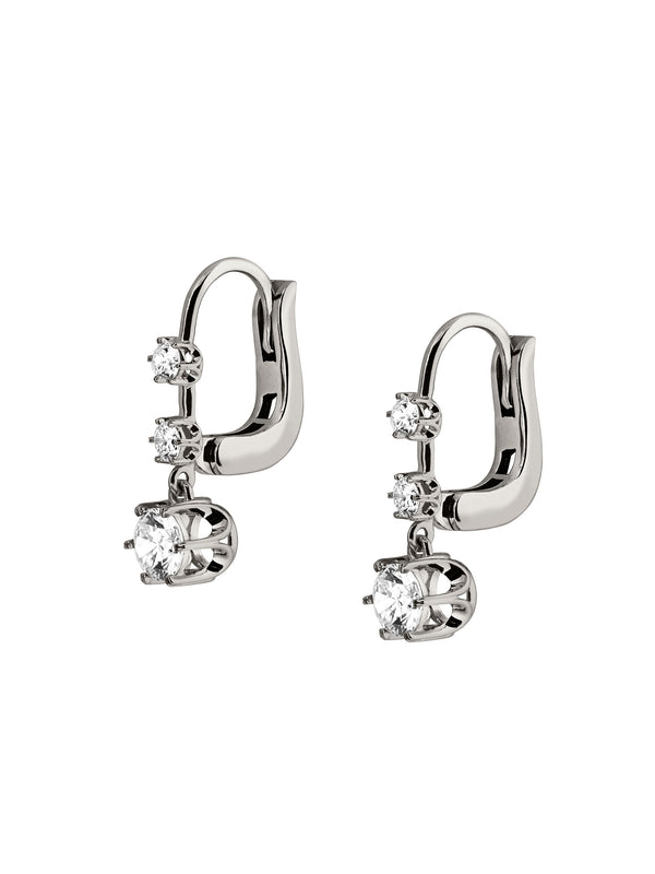 14K HENRIETTA 3-STONE DROP EARRINGS IN LAB DIAMOND