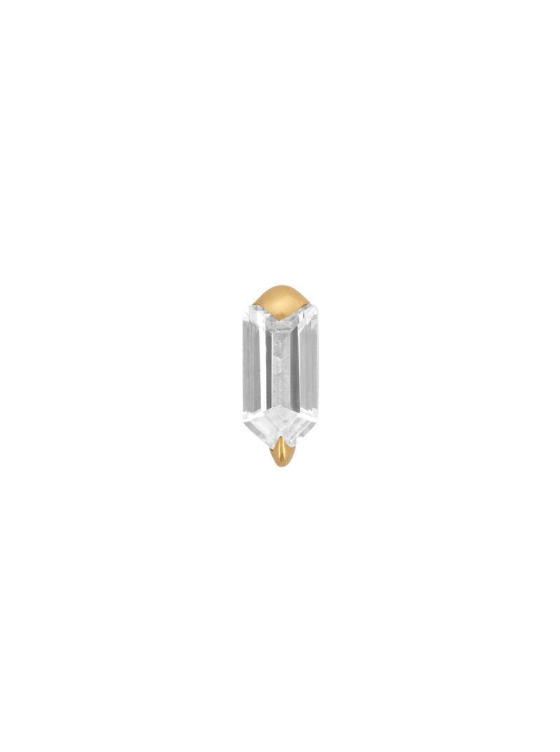 SHIELD LAB-GROWN WHITE SAPPHIRE STUD EARRING, GOLD