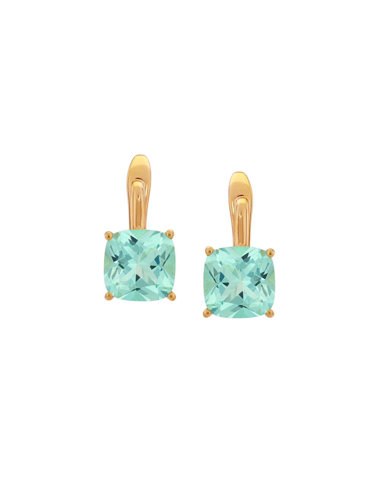 PORTER CUSHION-CUT EARRINGS IN NANO AZURE GREEN, 18K GOLD VERMEIL