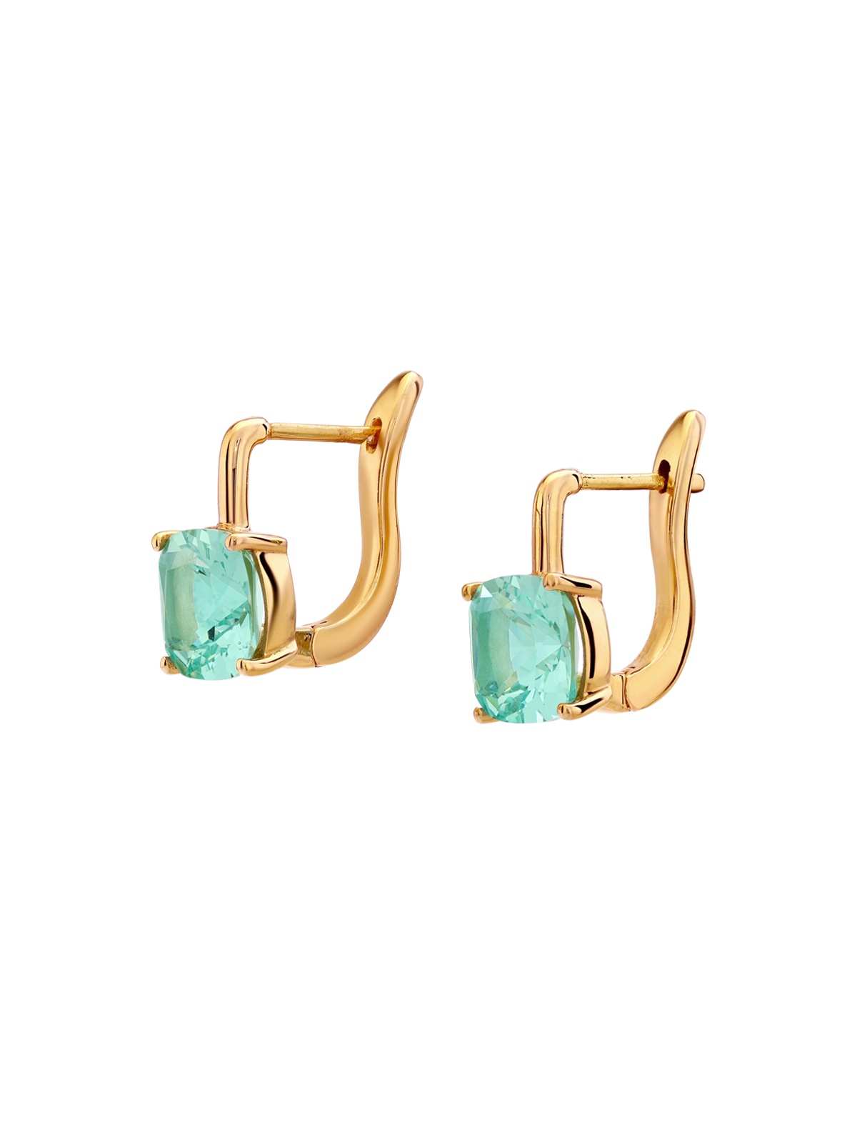 PORTER CUSHION-CUT EARRINGS IN NANO AZURE GREEN, 18K GOLD VERMEIL