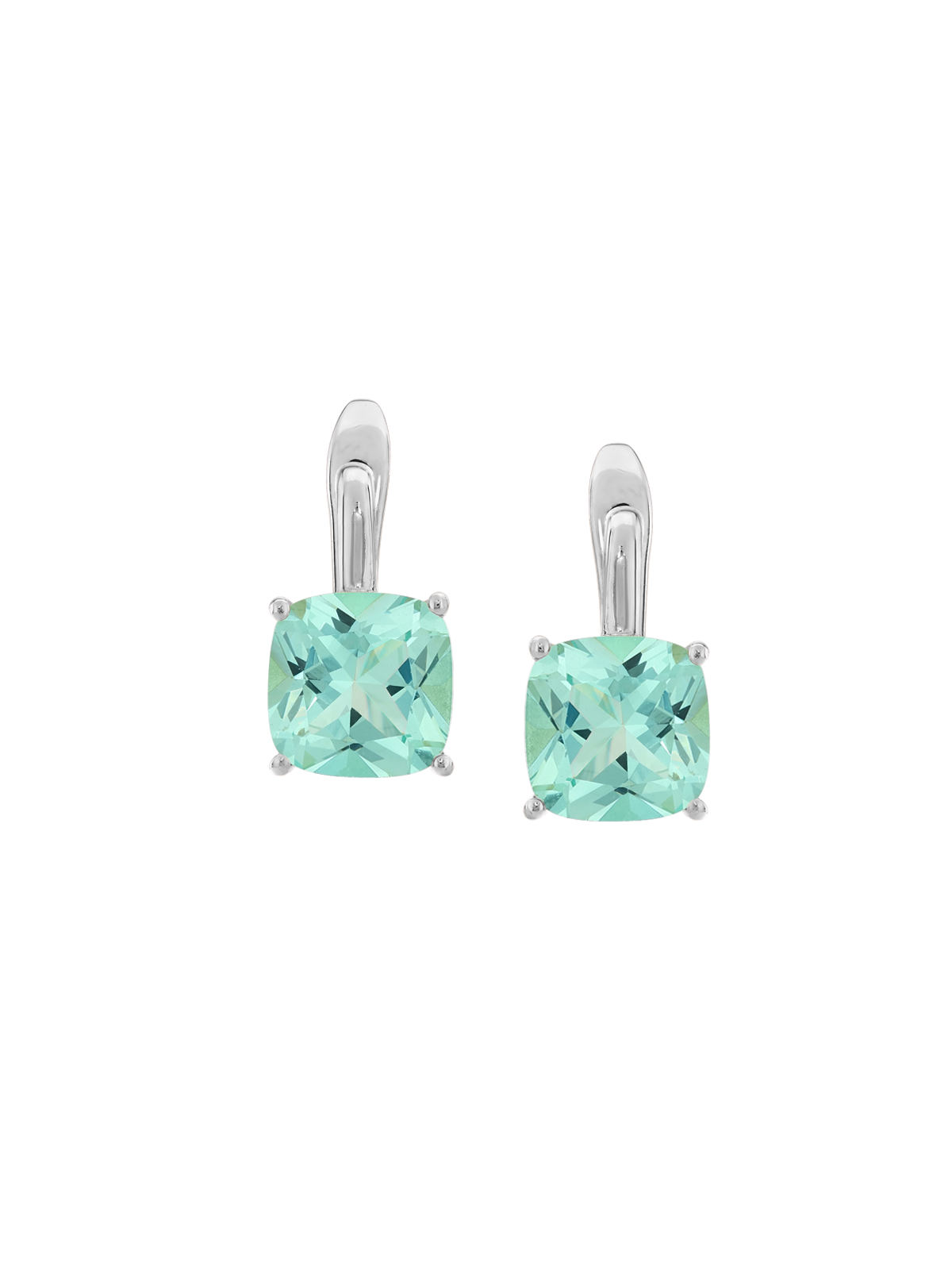 PORTER CUSHION-CUT EARRINGS IN NANO AZURE GREEN, STERLING SILVER