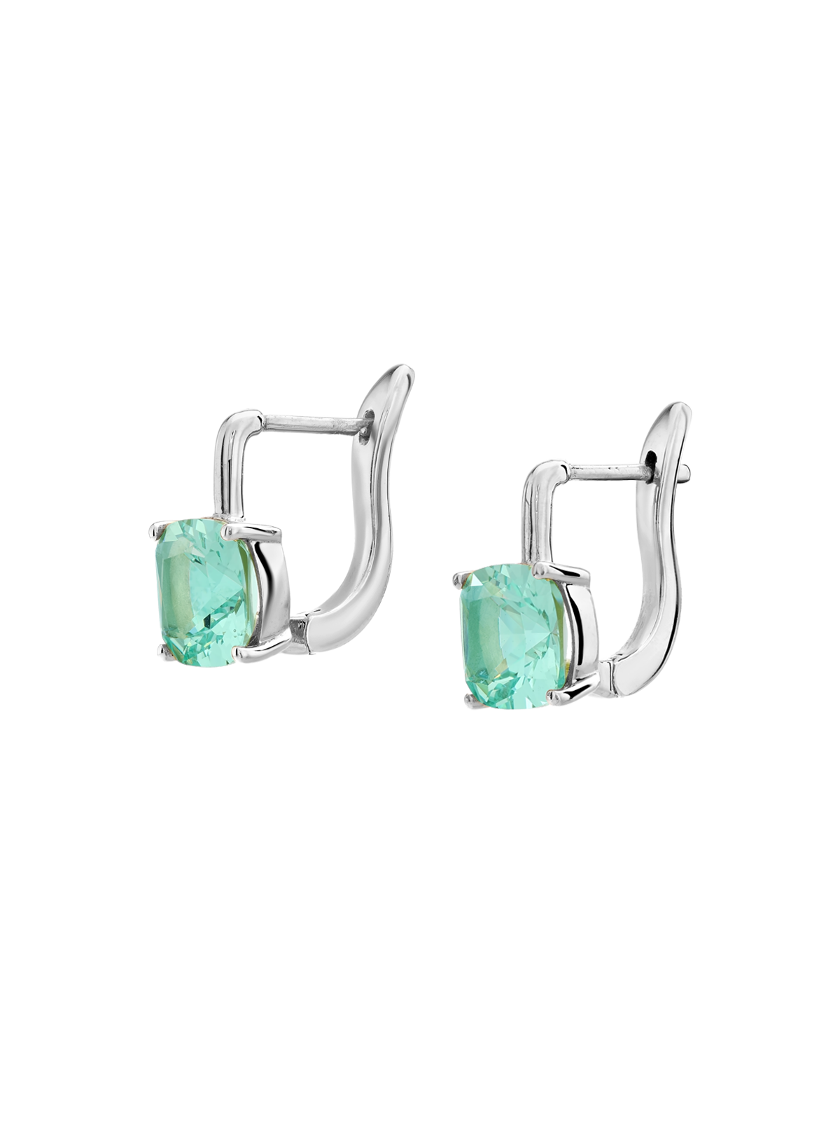 PORTER CUSHION-CUT EARRINGS IN NANO AZURE GREEN, STERLING SILVER