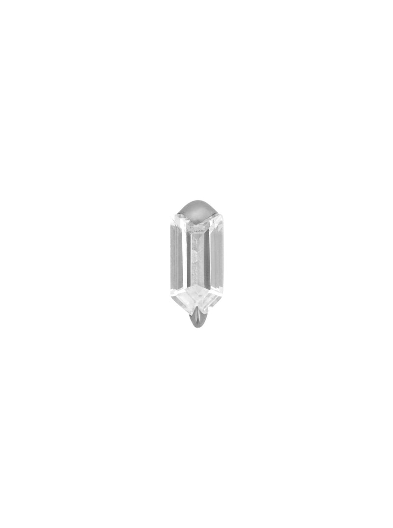 SHIELD LAB-GROWN WHITE SAPPHIRE STUD EARRING, SILVER