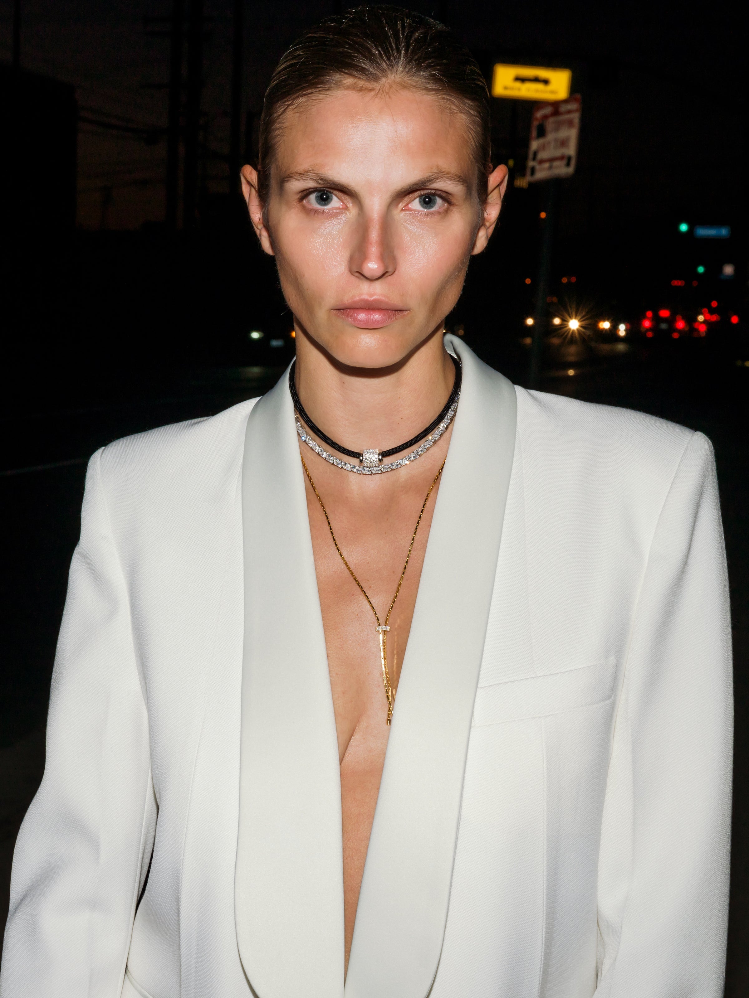 YVES ESPRESSO PARACORD NECKLACE IN LAB WHITE SAPPHIRE, 18K GOLD