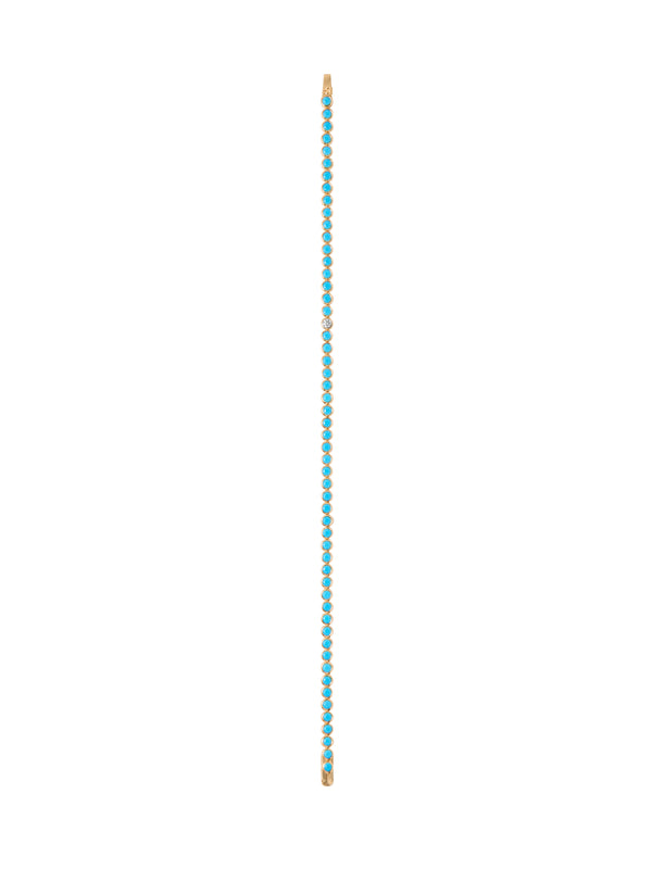 JAMES ROUND CUT 3MM, TURQUOISE AND MOISSANITE RIVIÈRE ANKLET, GOLD