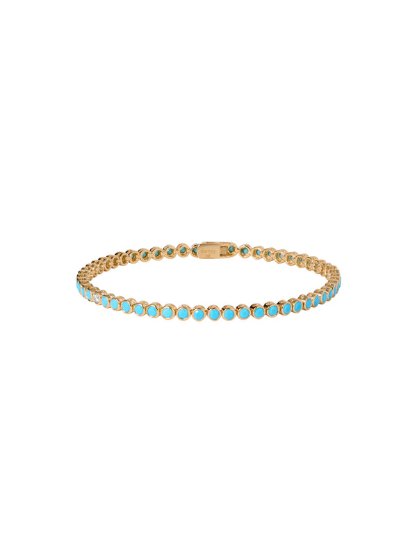 JAMES ROUND CUT 3MM, TURQUOISE AND MOISSANITE RIVIÈRE ANKLET, GOLD