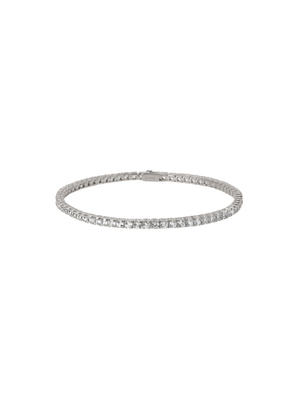KATE ROUND CUT 3MM, LAB WHITE SAPPHIRE RIVIÈRE ANKLET, SILVER