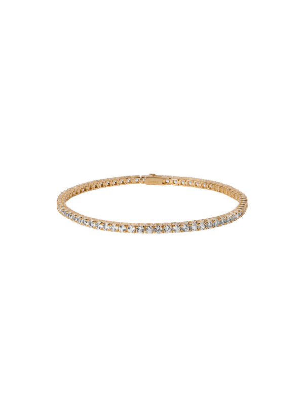 KATE ROUND CUT 3MM, LAB WHITE SAPPHIRE RIVIÈRE ANKLET, GOLD