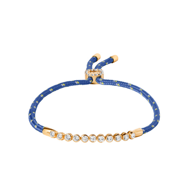 JAMES BEZEL BLEU PARACORD ANKLET IN LAB WHITE SAPPHIRE, 18K GOLD
