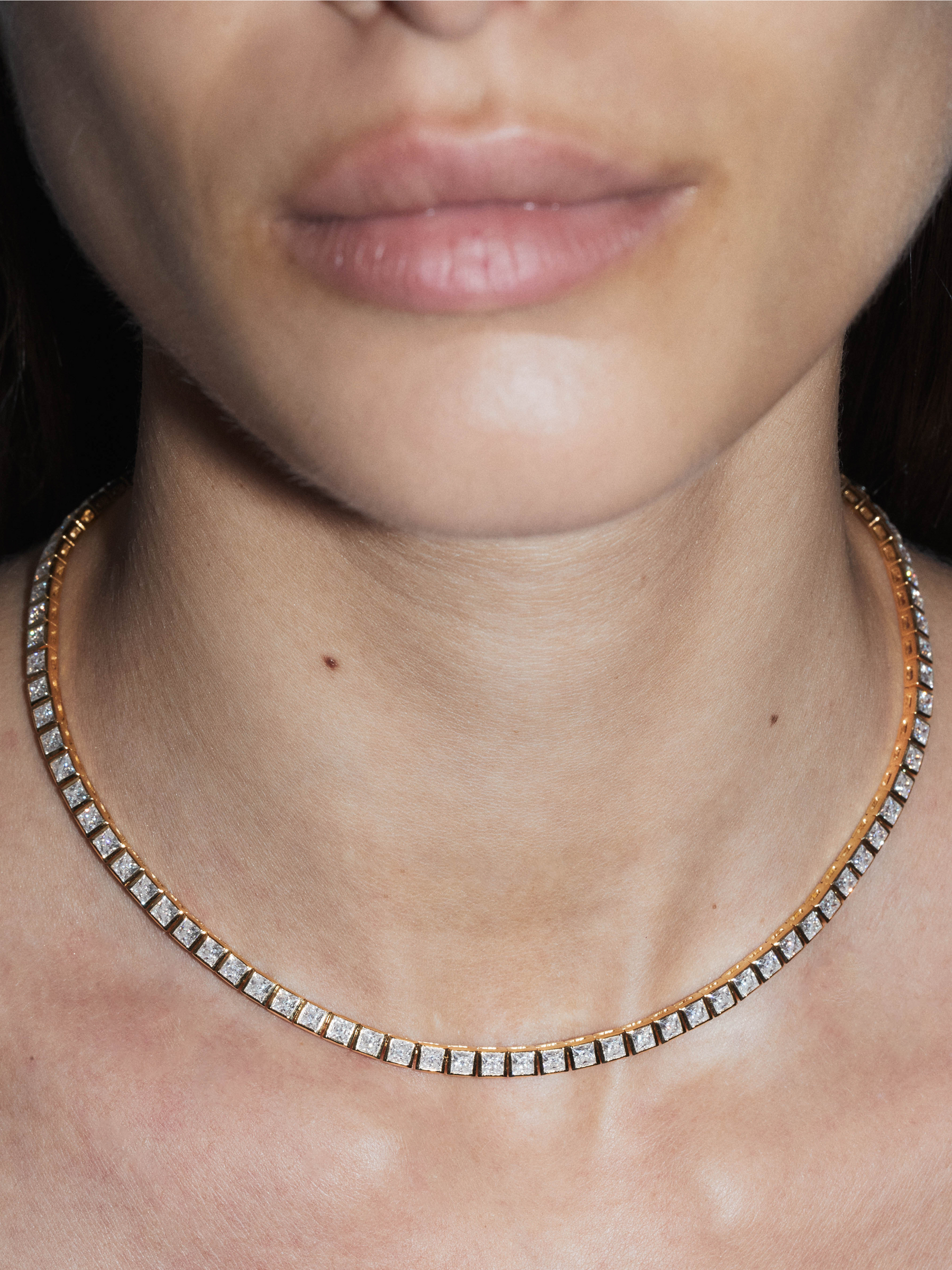 AXELLE BEZEL NECKLACE IN MOISSANITE, GOLD VERMEIL