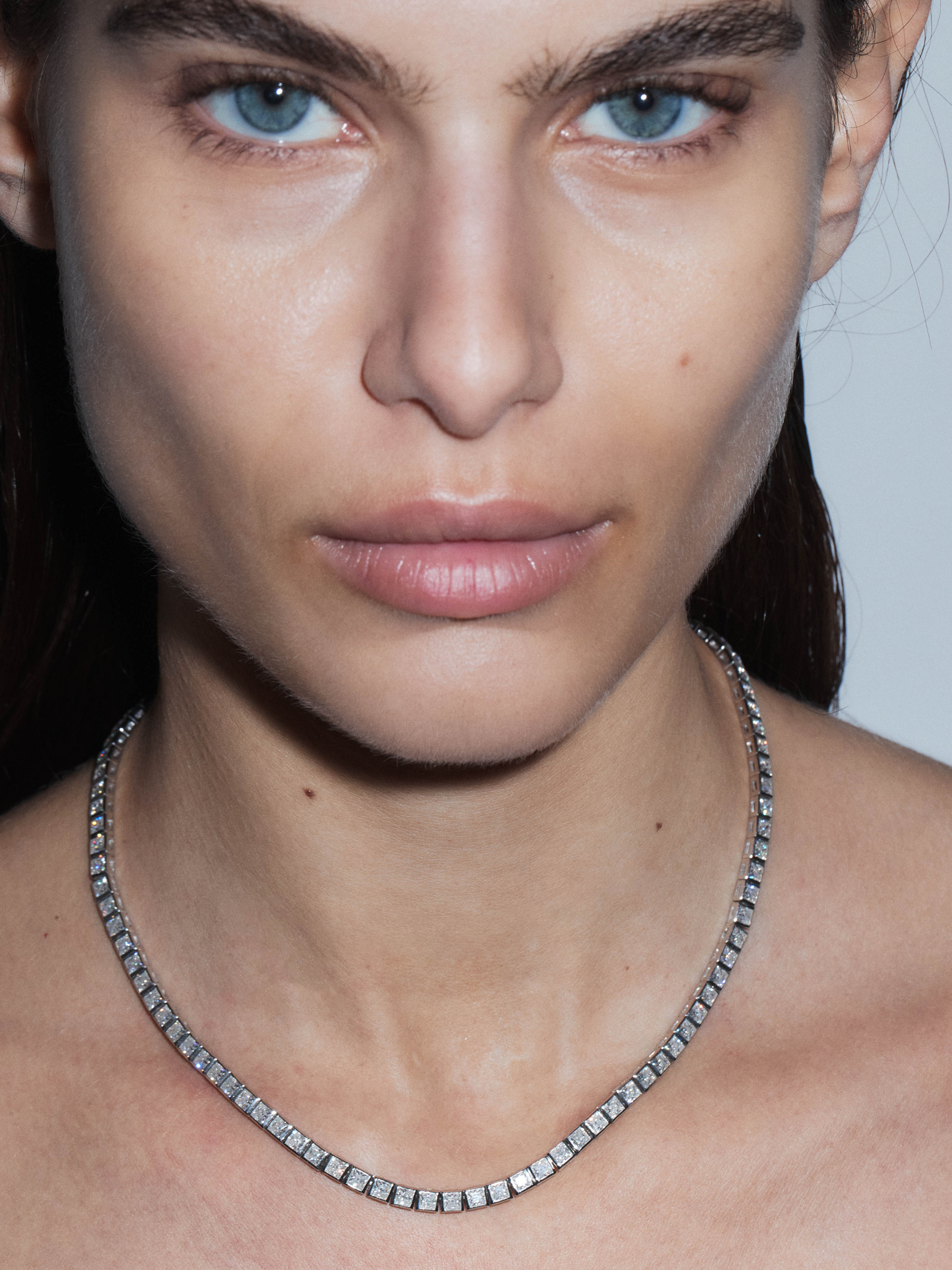 AXELLE BEZEL NECKLACE IN MOISSANITE, STERLING SILVER
