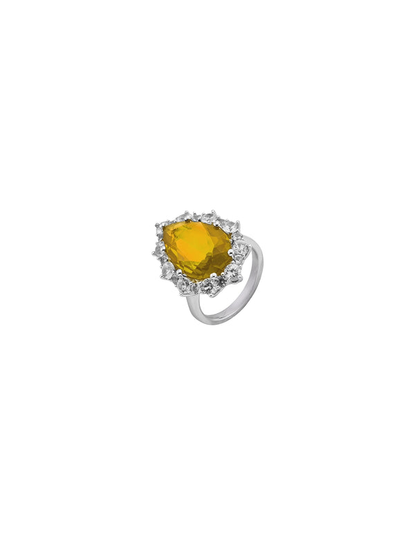 BARTLETT, LAB-GROWN YELLOW SAPPHIRE RING, SILVER