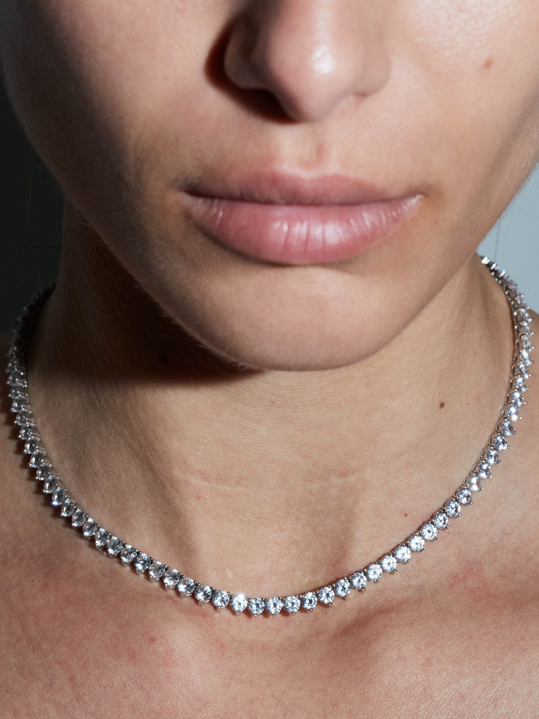 BENNINGTON RIVIÈRE NECKLACE IN LAB WHITE SAPPHIRE, STERLING SILVER
