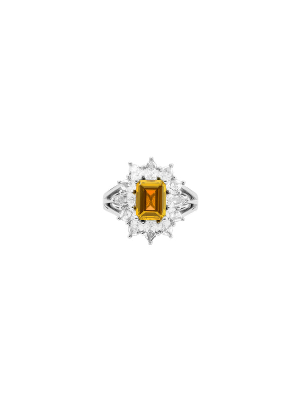 BENSON, LAB-GROWN YELLOW SAPPHIRE PINKY RING, SILVER